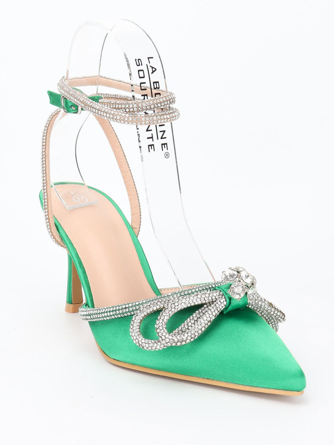 Natalie - Stiletter med sløjfe og rem pyntet af similisten