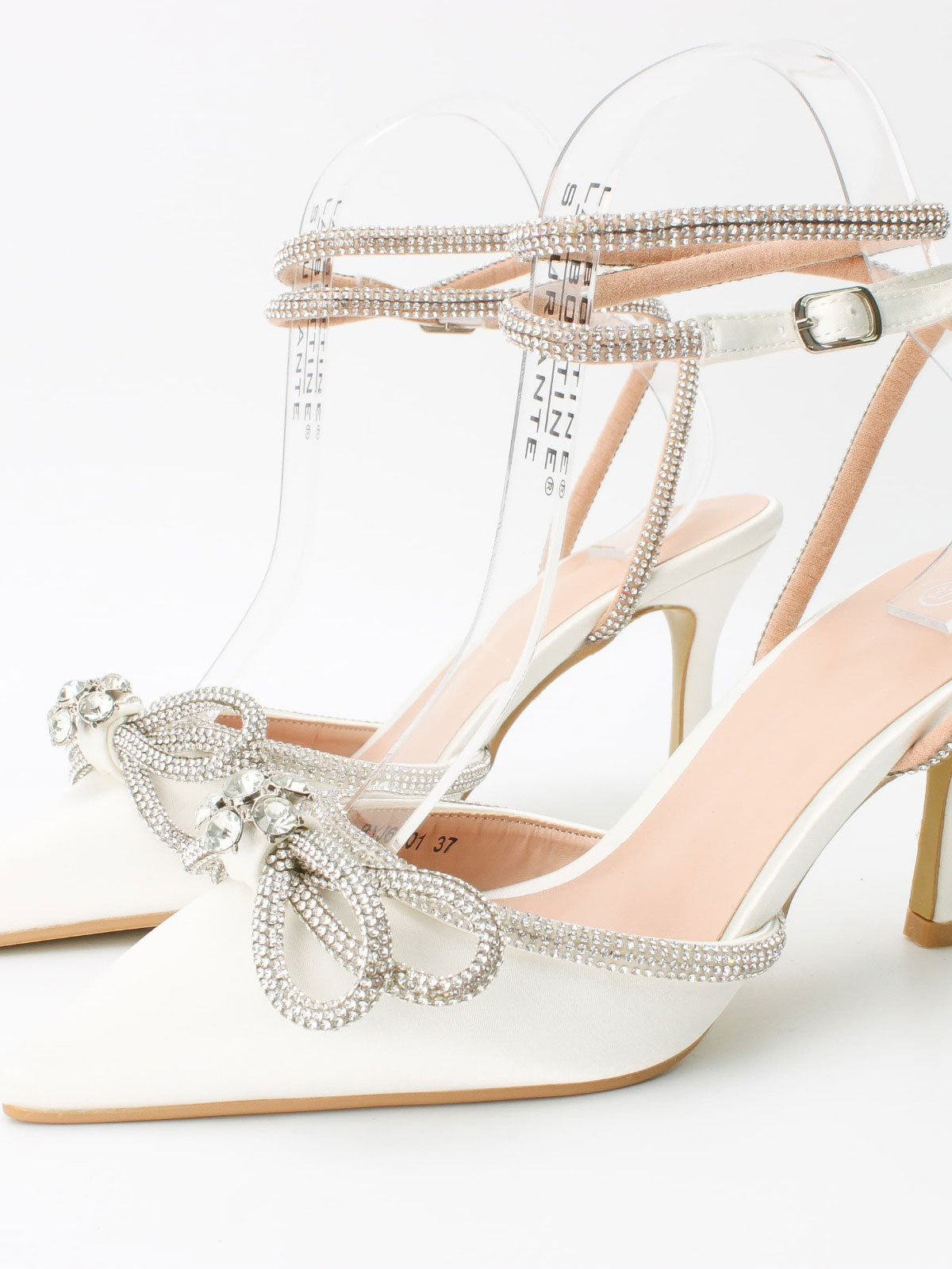 Natalie - Stiletter med sløjfe og rem pyntet af similisten