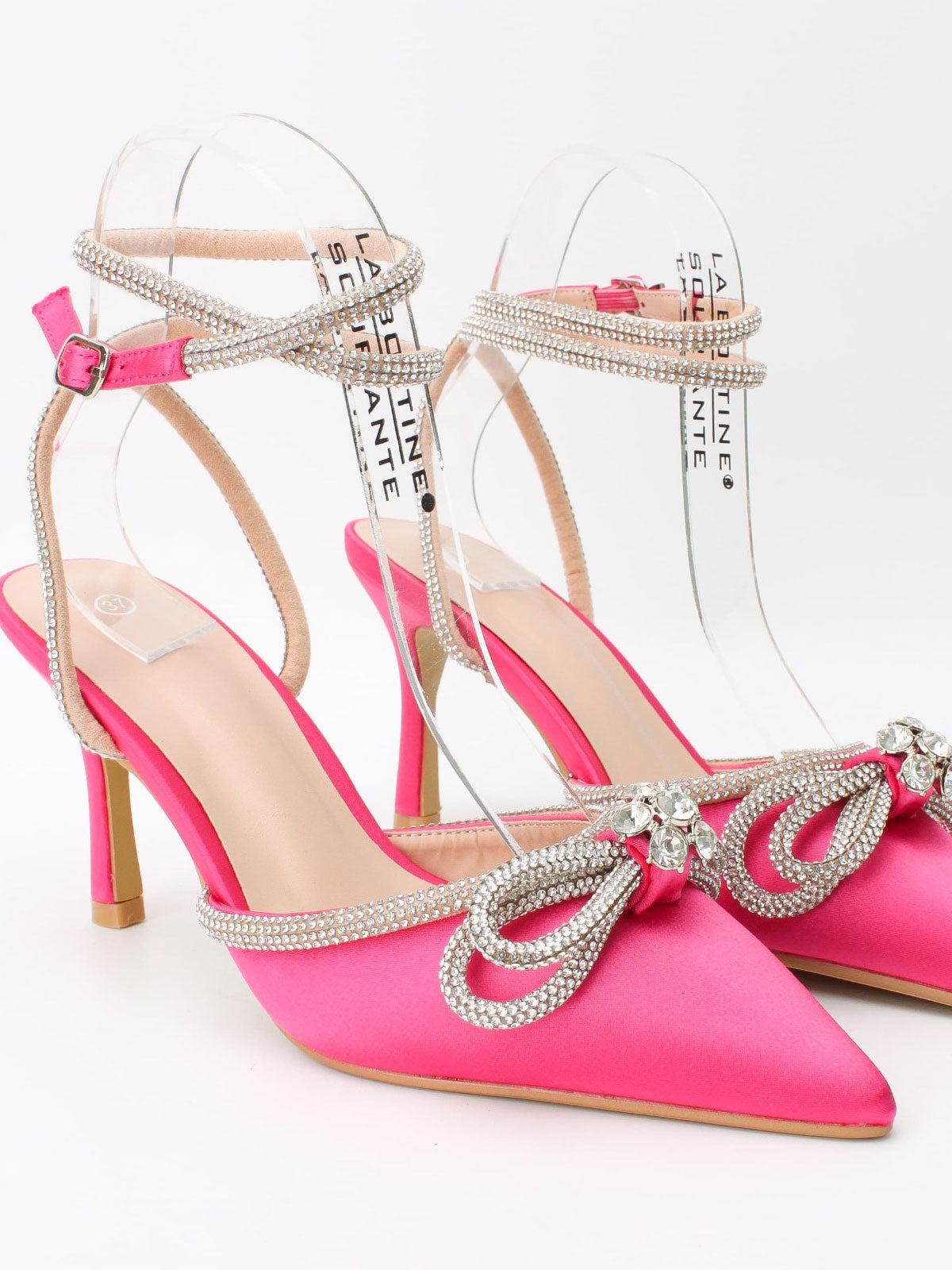 Natalie - Stiletter med sløjfe og rem pyntet af similisten