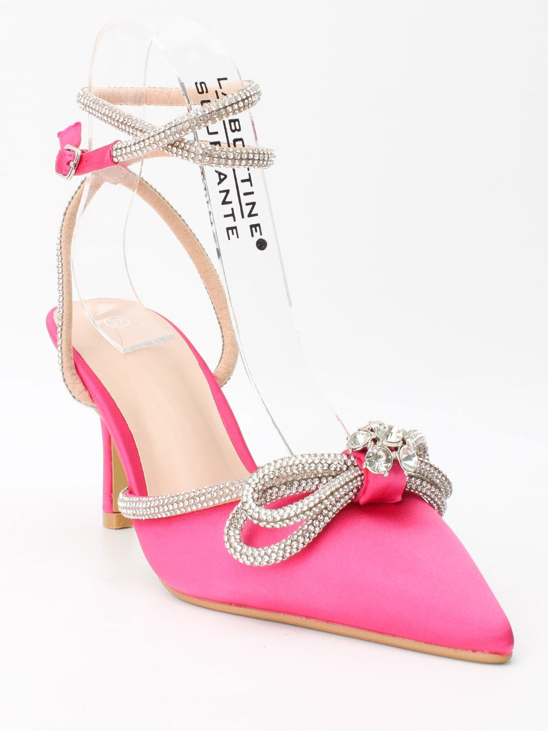 Natalie - Stiletter med sløjfe og rem pyntet af similisten