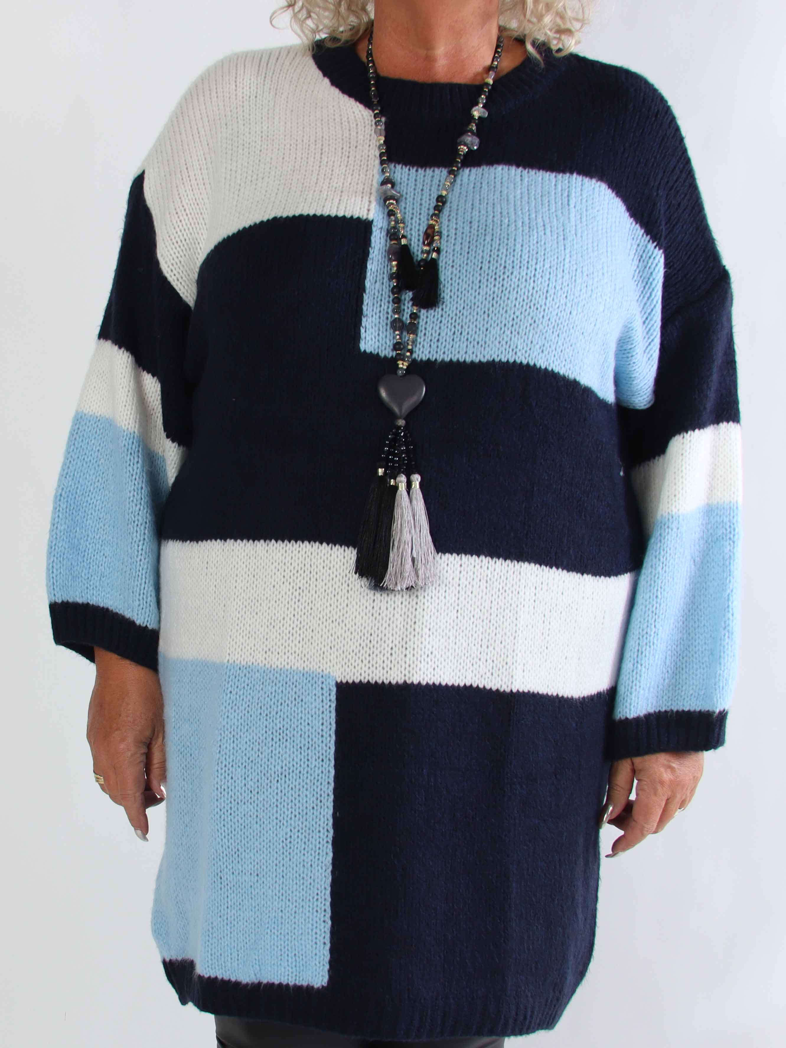 Nesrin - Blød flerfarvet plus size strikkjole