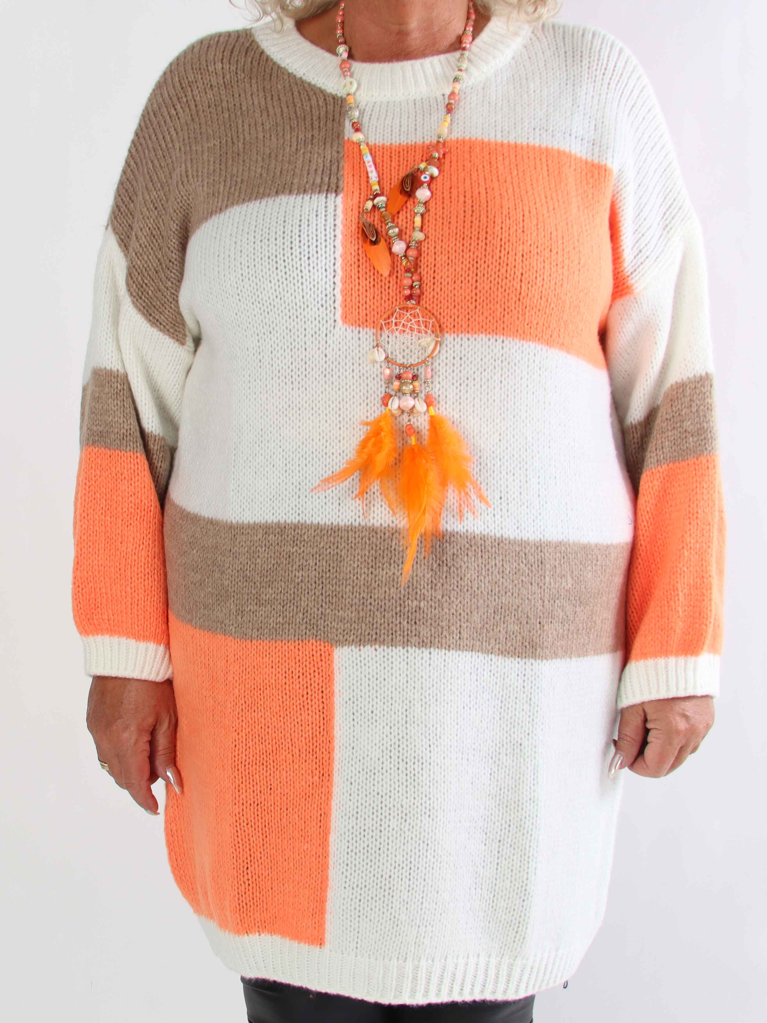 Nesrin - Blød flerfarvet plus size strikkjole