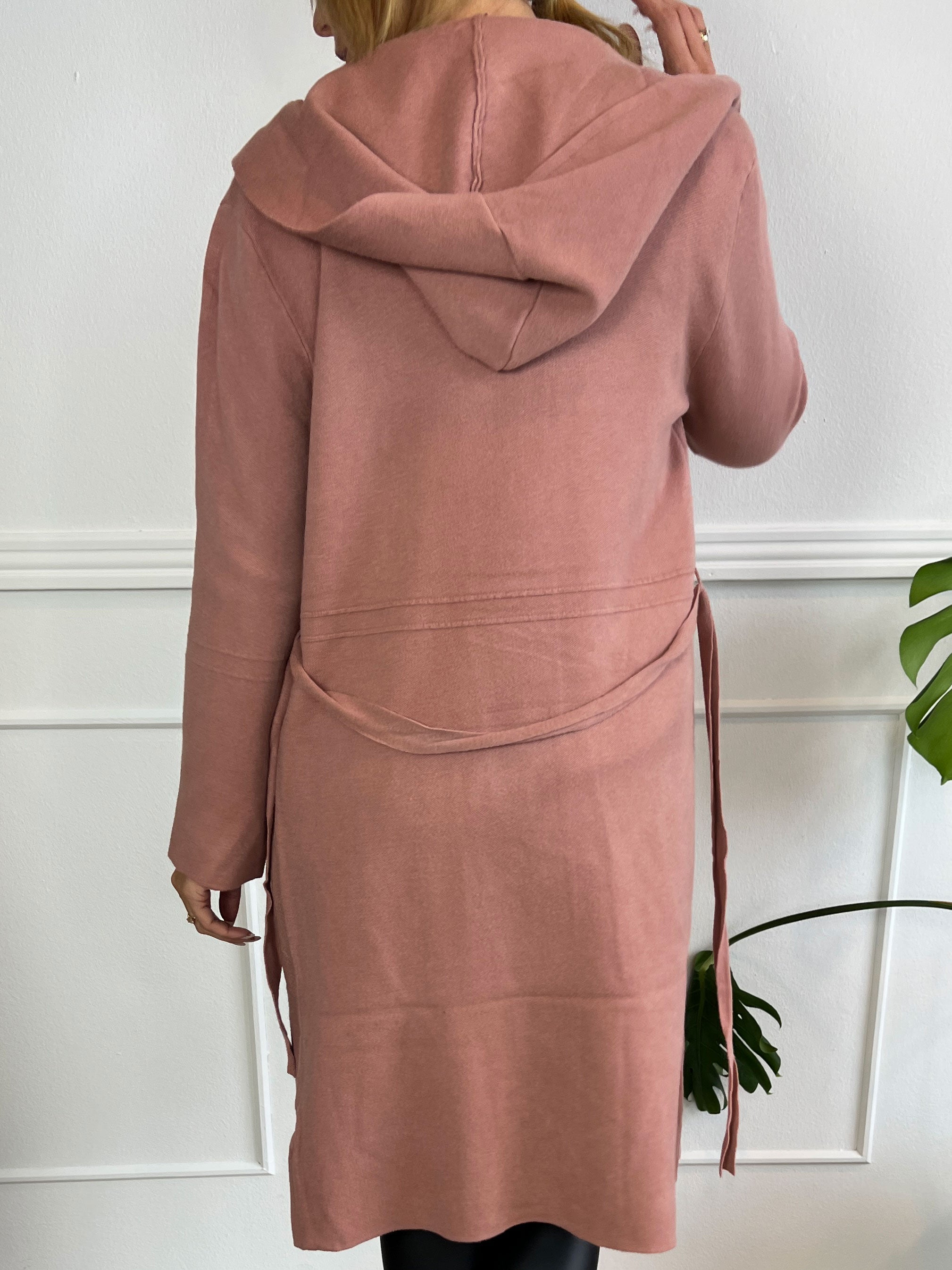 Nina - Dejlig blød cardigan med hætte og bindebånd