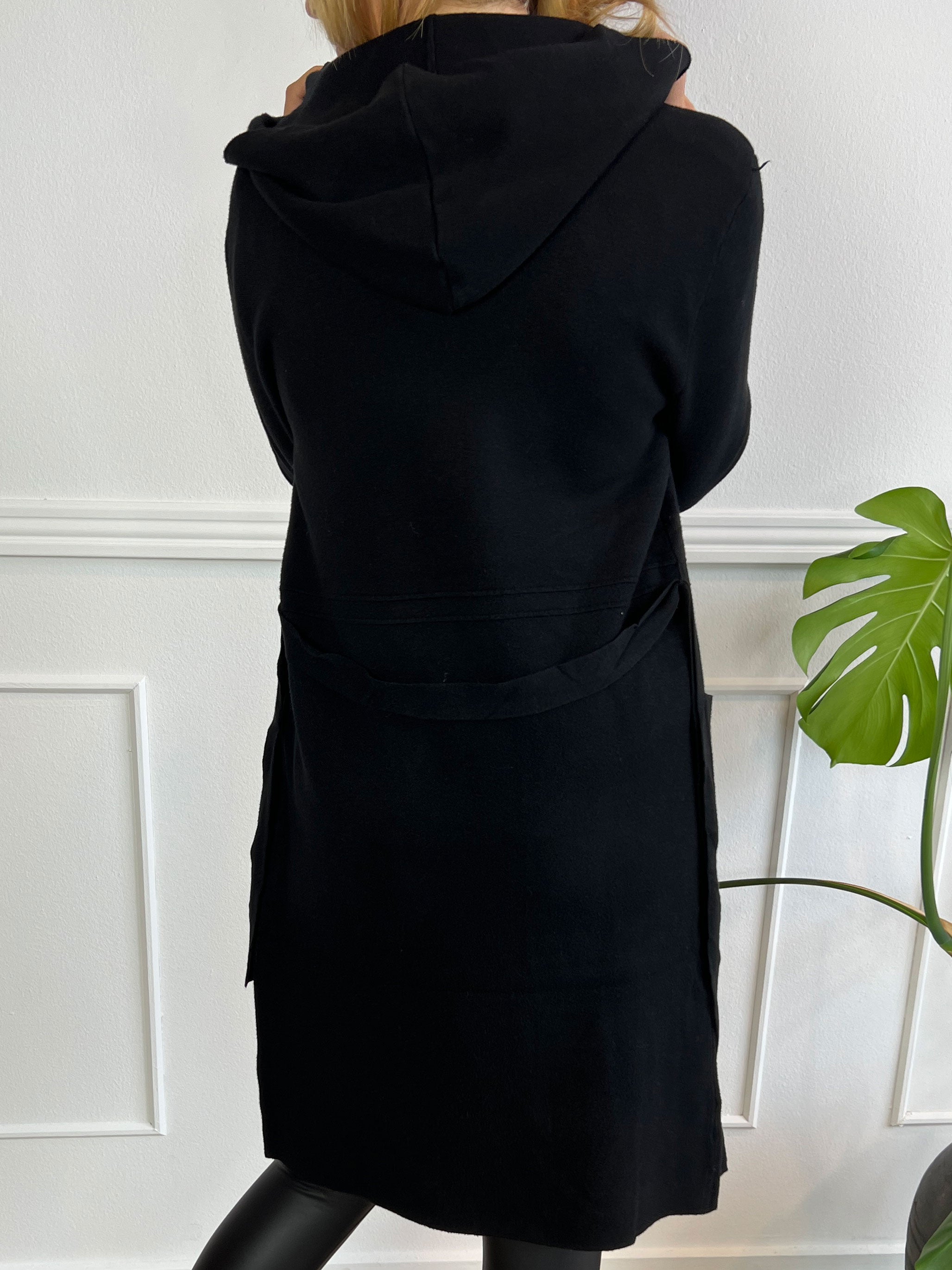 Nina - Dejlig blød cardigan med hætte og bindebånd