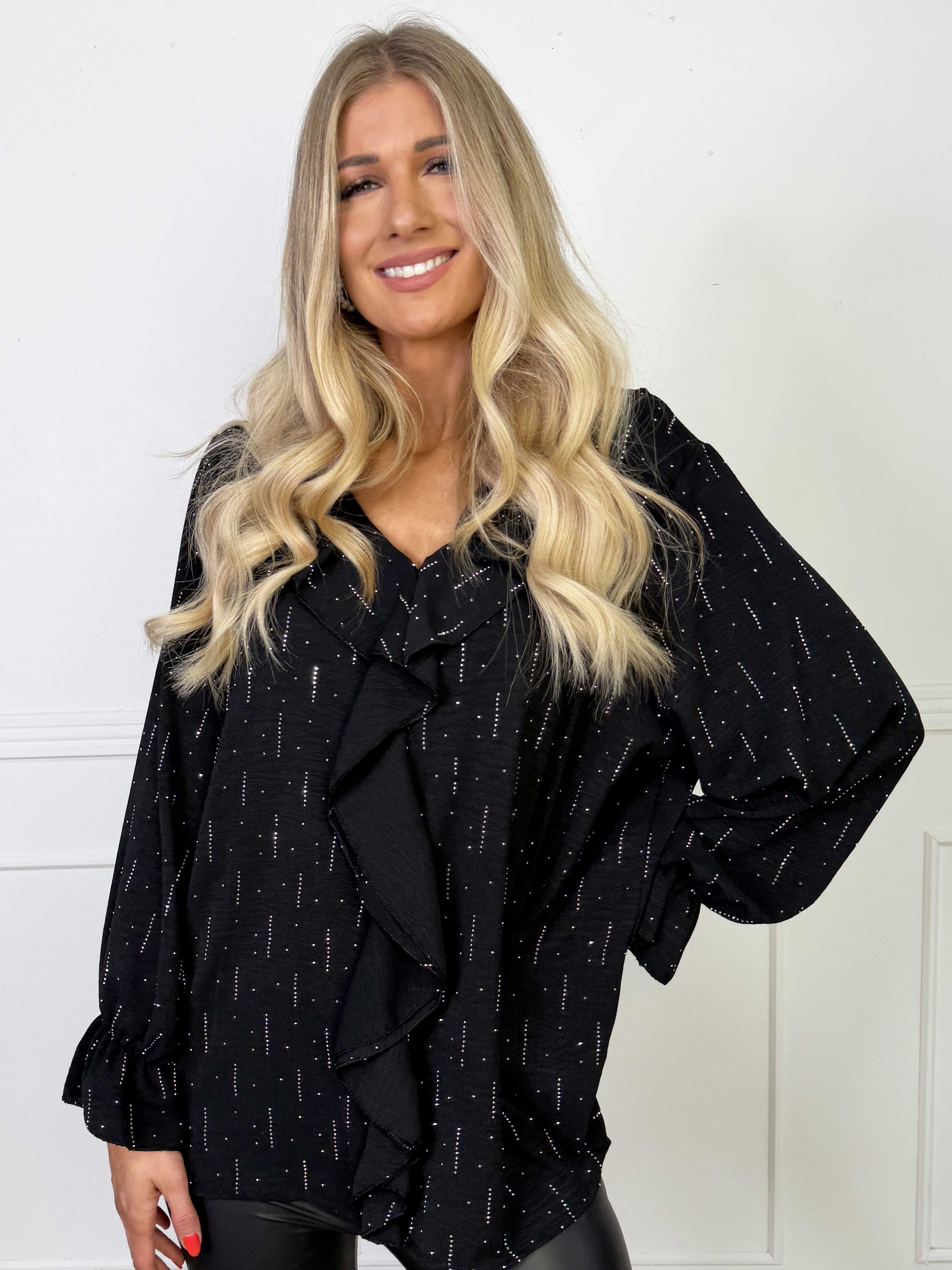 Noor - Fin tunika med flæser og similisten