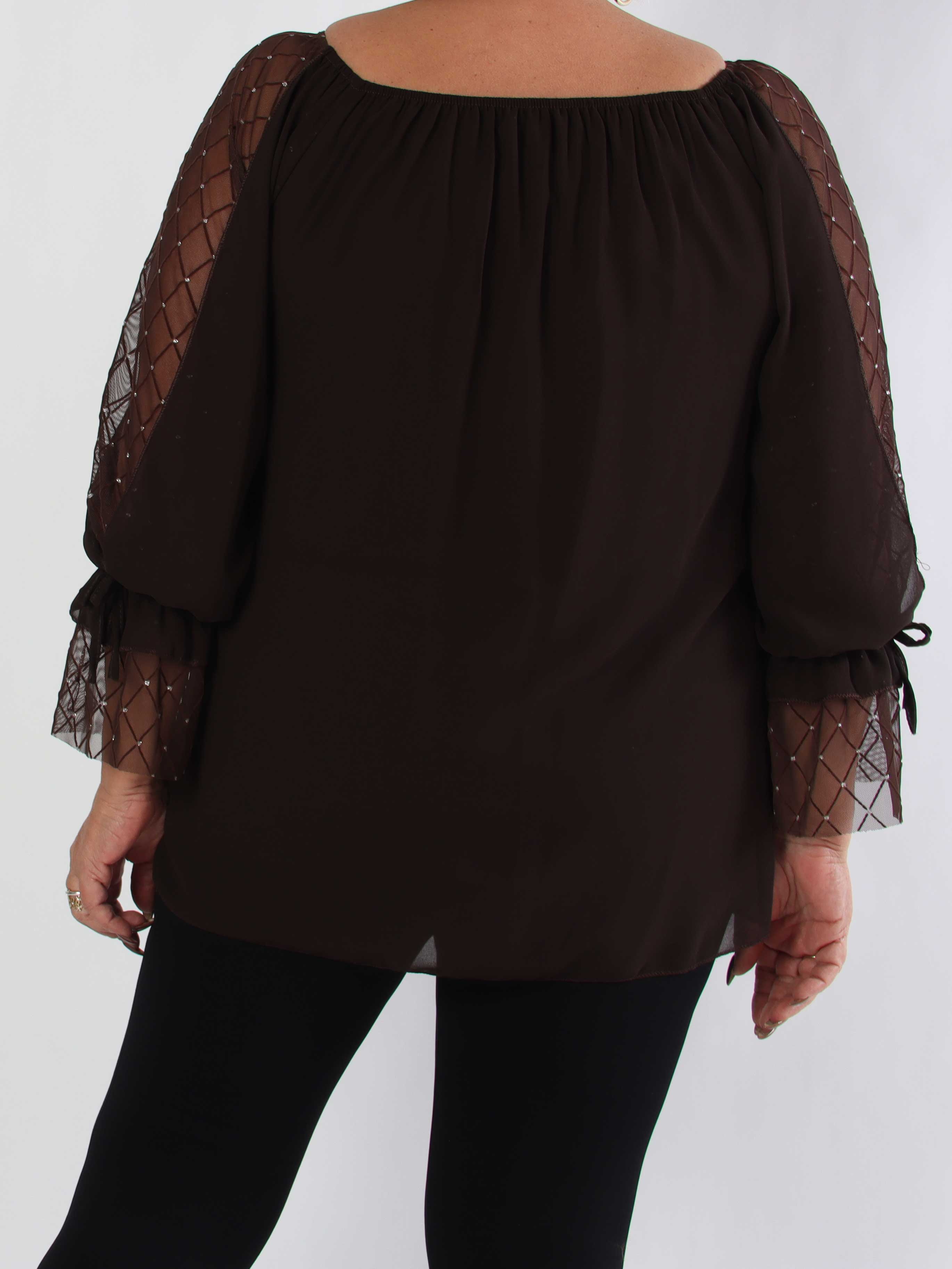 Norma - Plus size tunika i chiffon med detaljerede ærmer