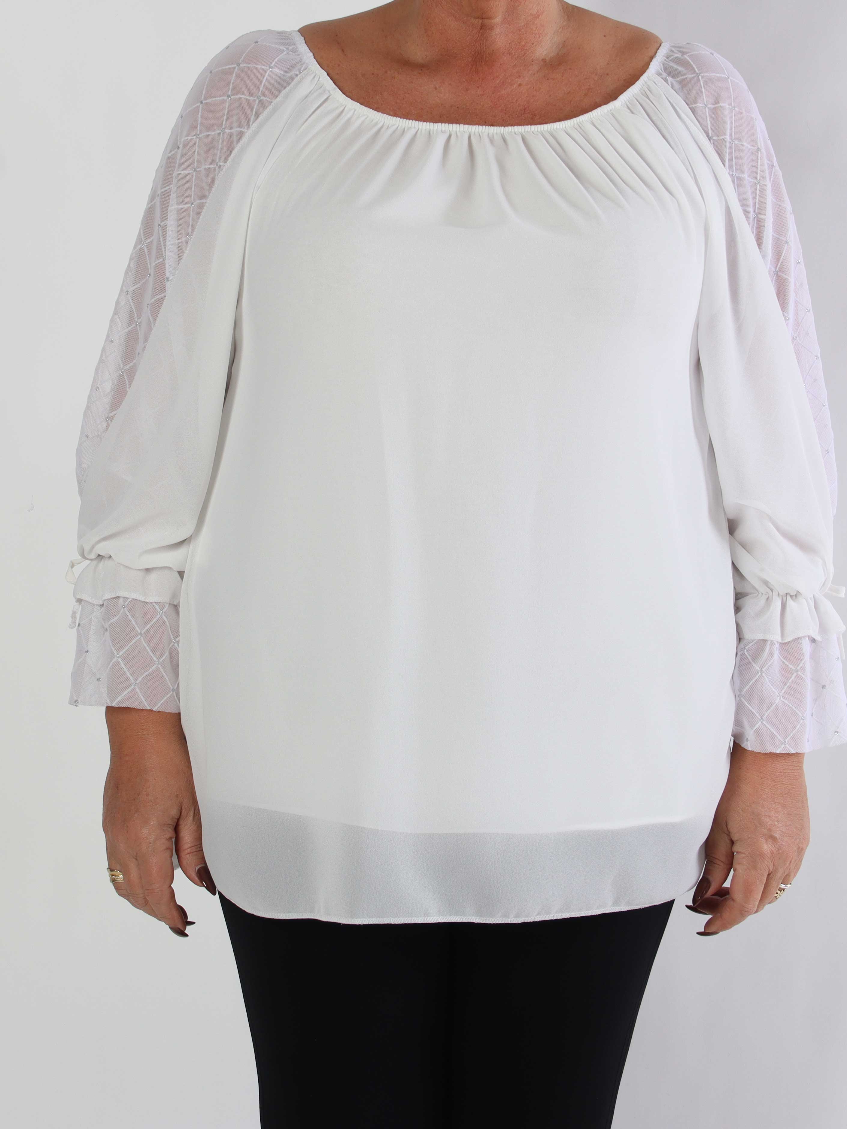 Norma - Plus size tunika i chiffon med detaljerede ærmer