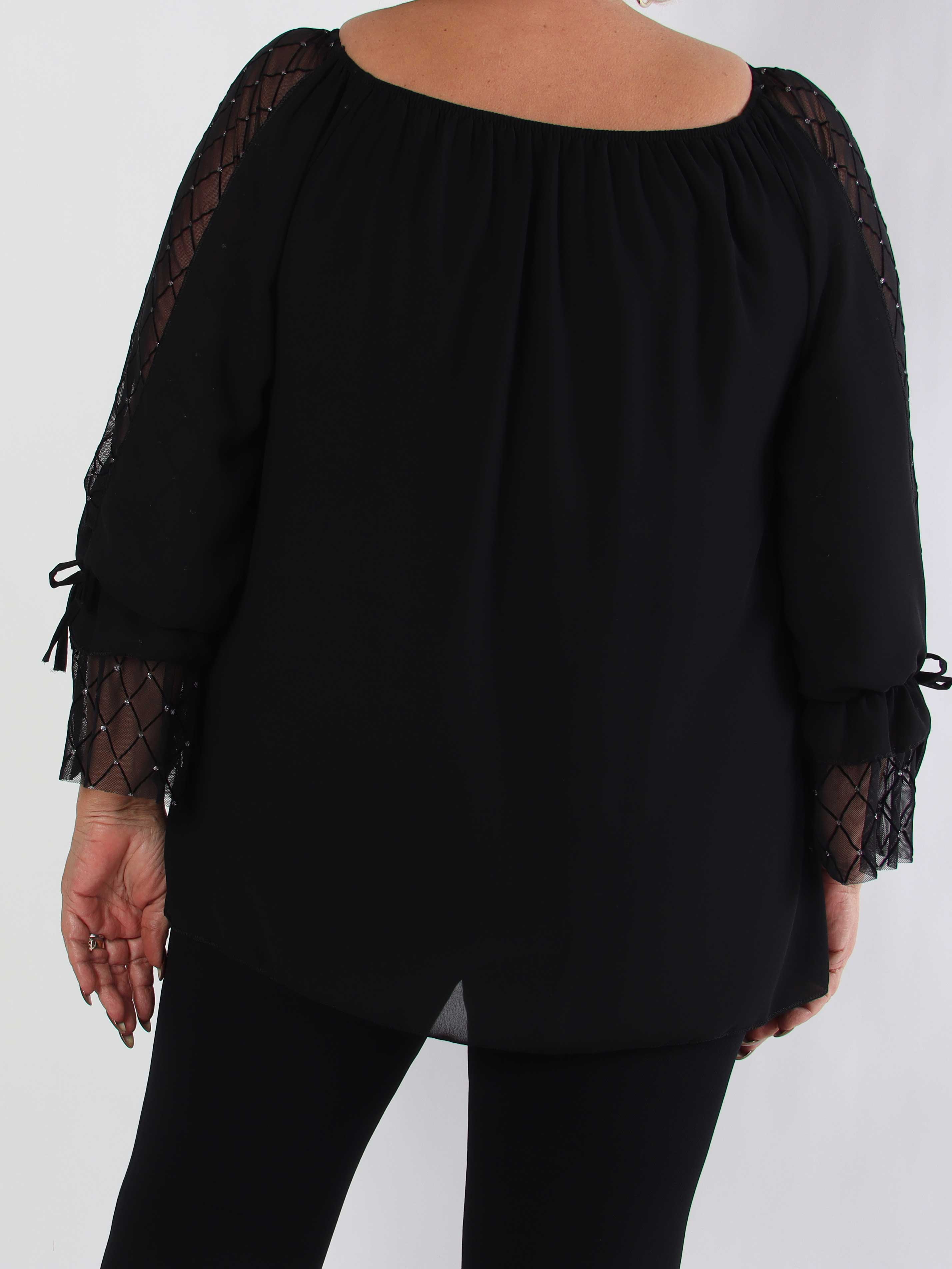 Norma - Plus size tunika i chiffon med detaljerede ærmer