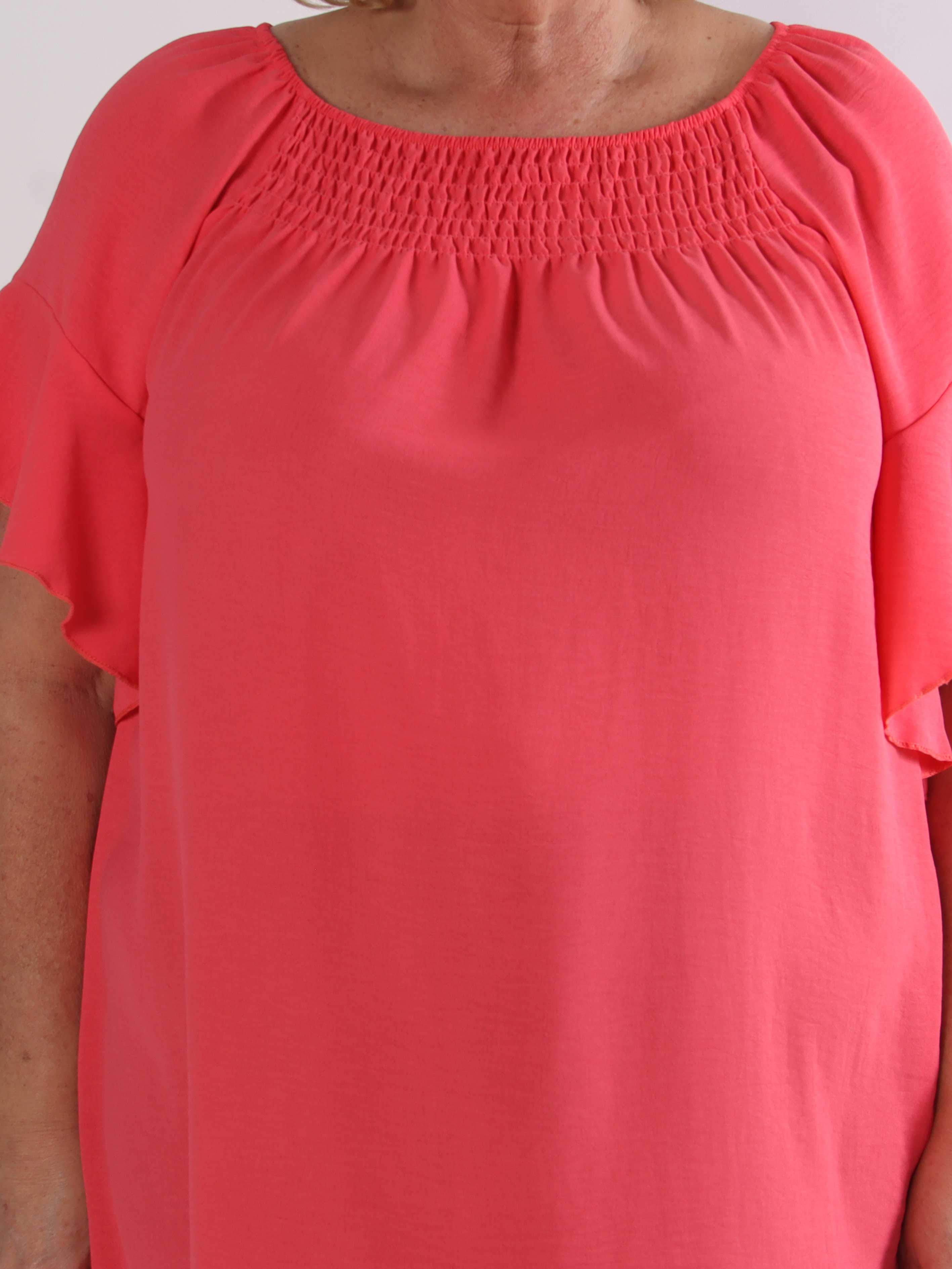 Octavia - Løs plus size tunikakjole med elastikkant i udskæringen