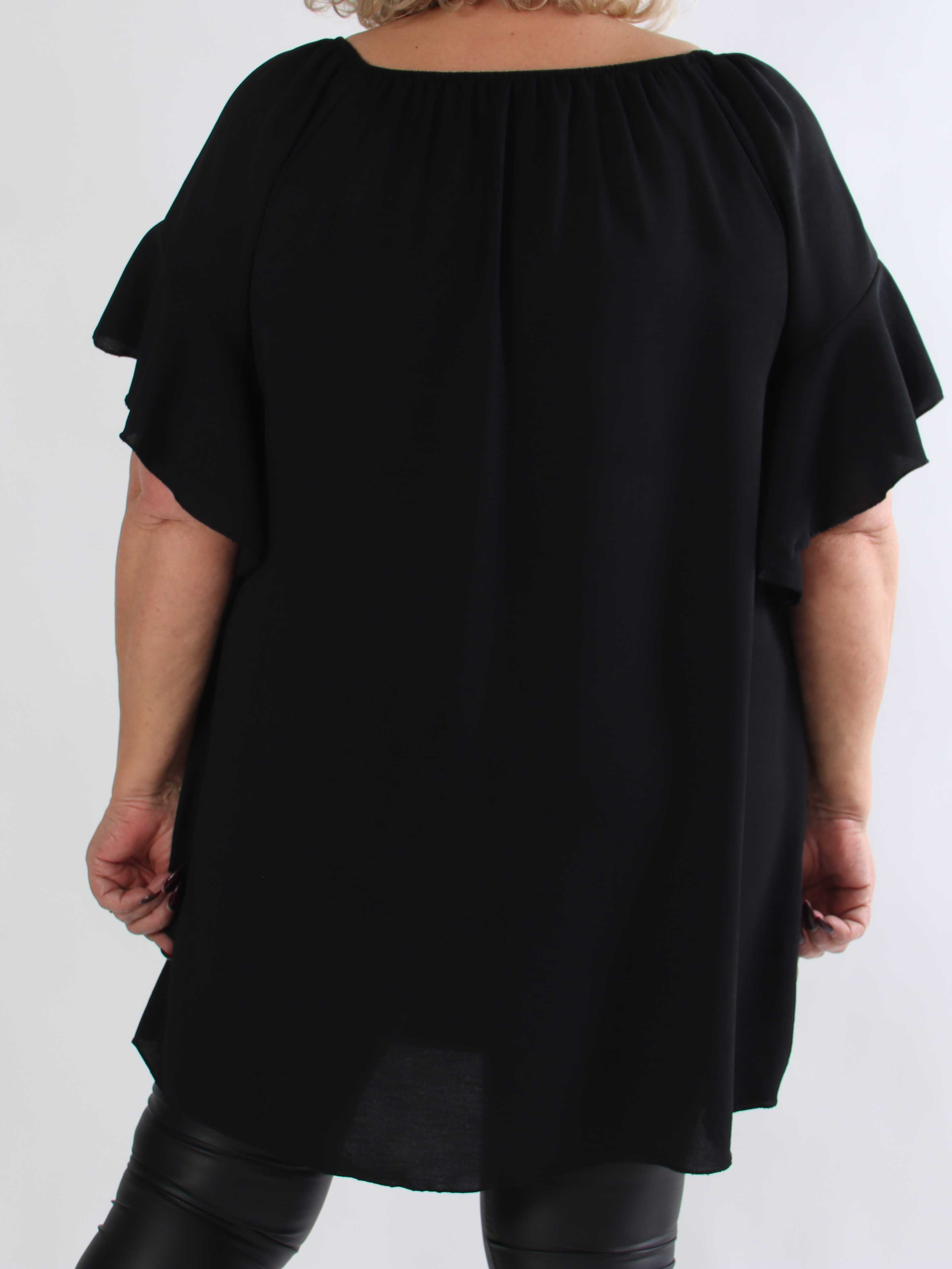 Octavia - Løs plus size tunikakjole med elastikkant i udskæringen