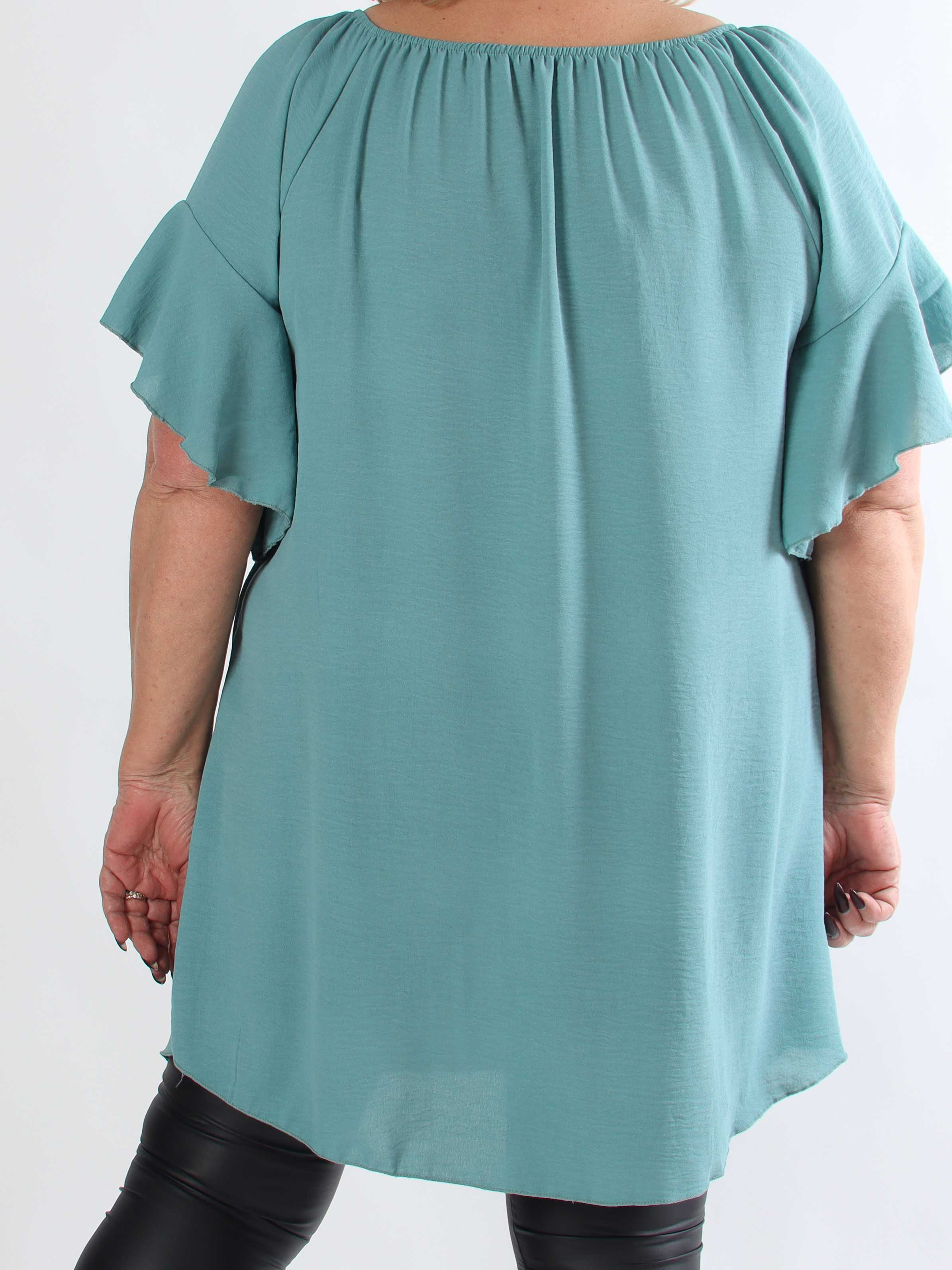 Octavia - Løs plus size tunikakjole med elastikkant i udskæringen