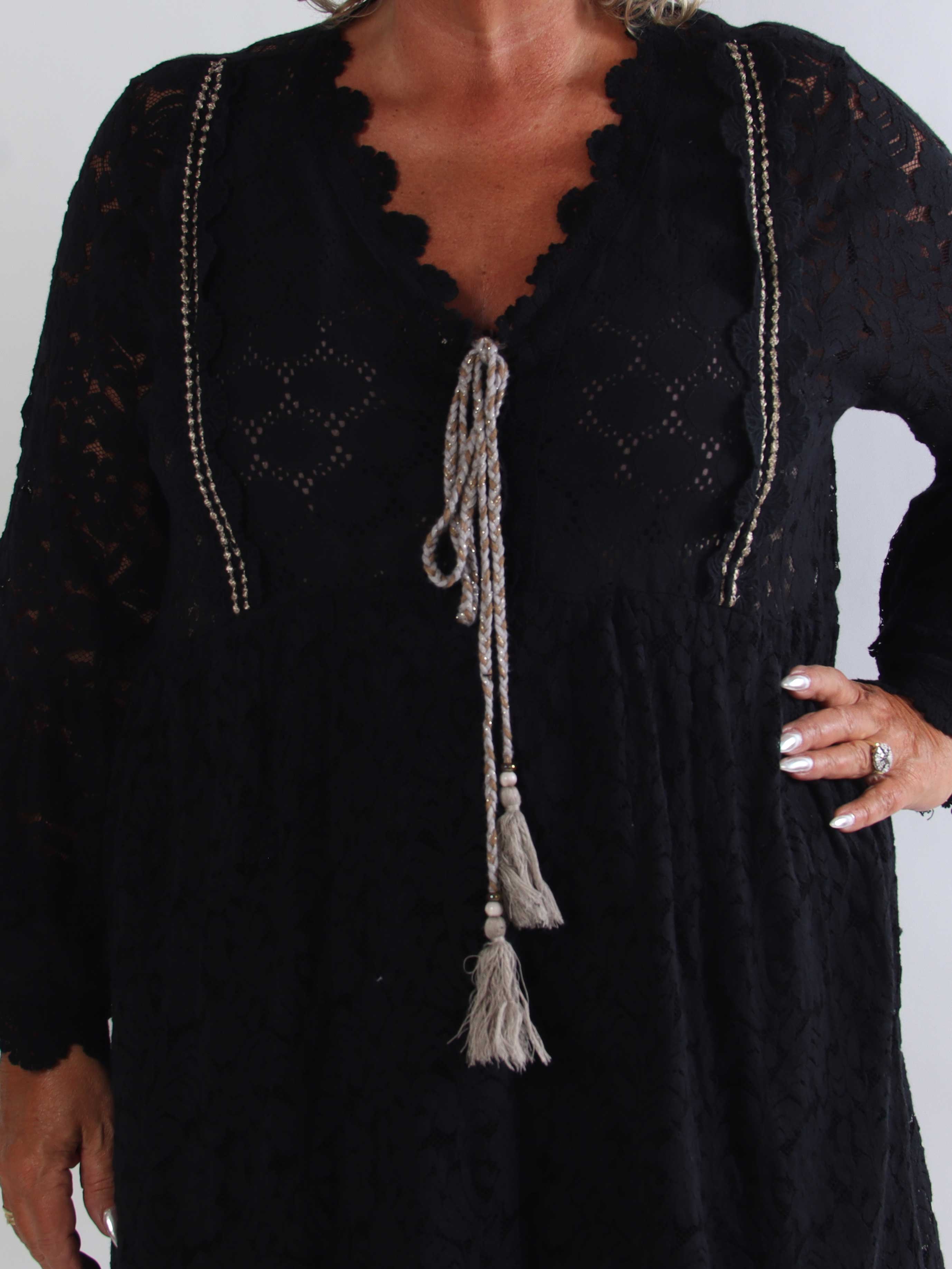 Odessa - Feminin blonde plus size tunikakjole i en bomuldsblanding
