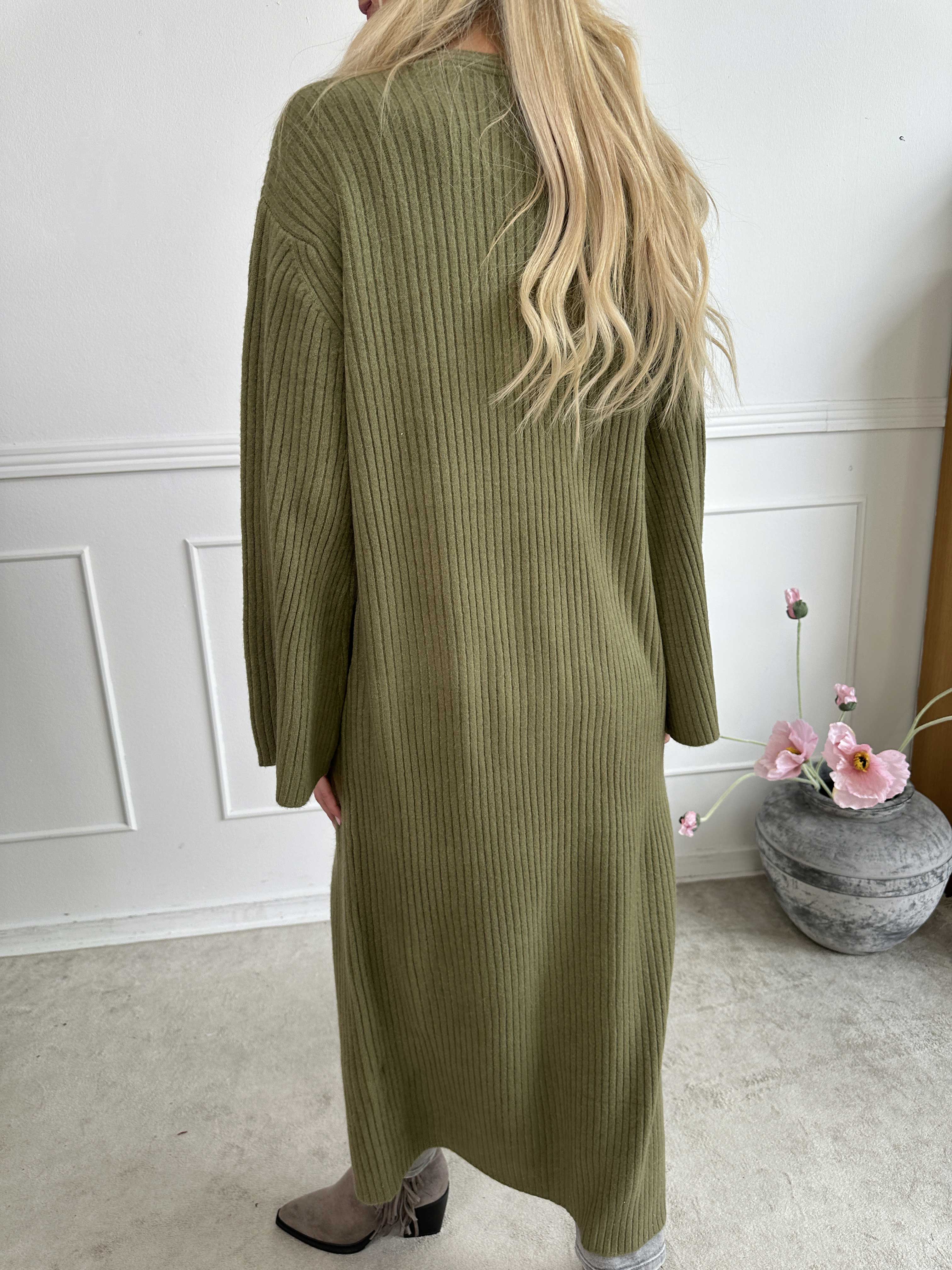 Olava - Lang blød strikcardigan med rib