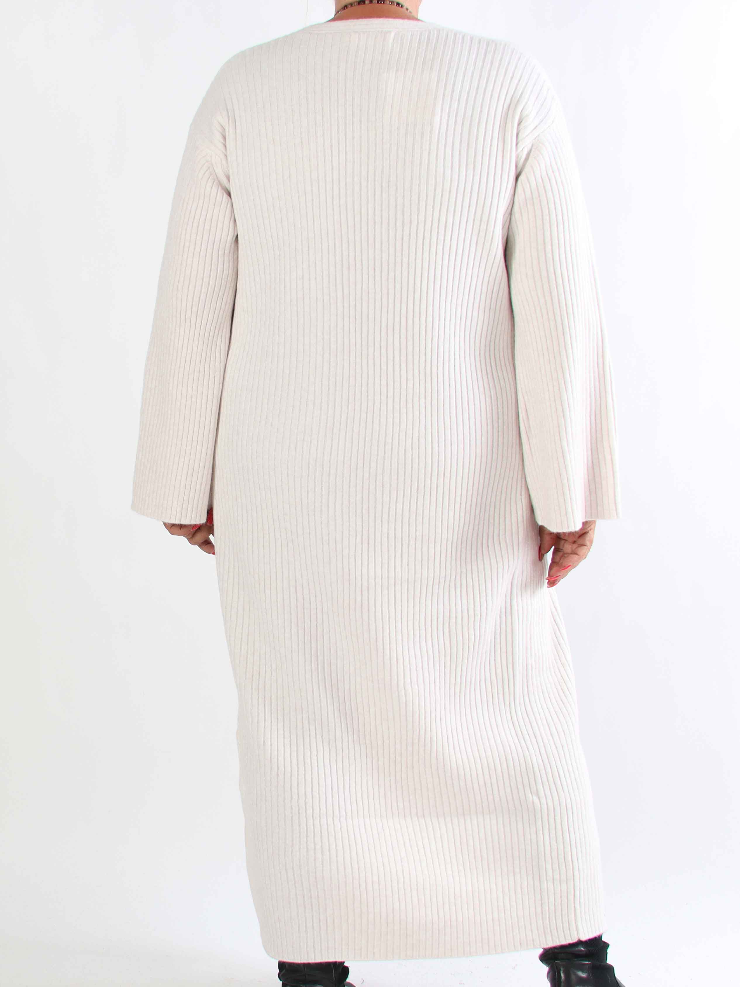 Olava - Lang blød strikcardigan med rib