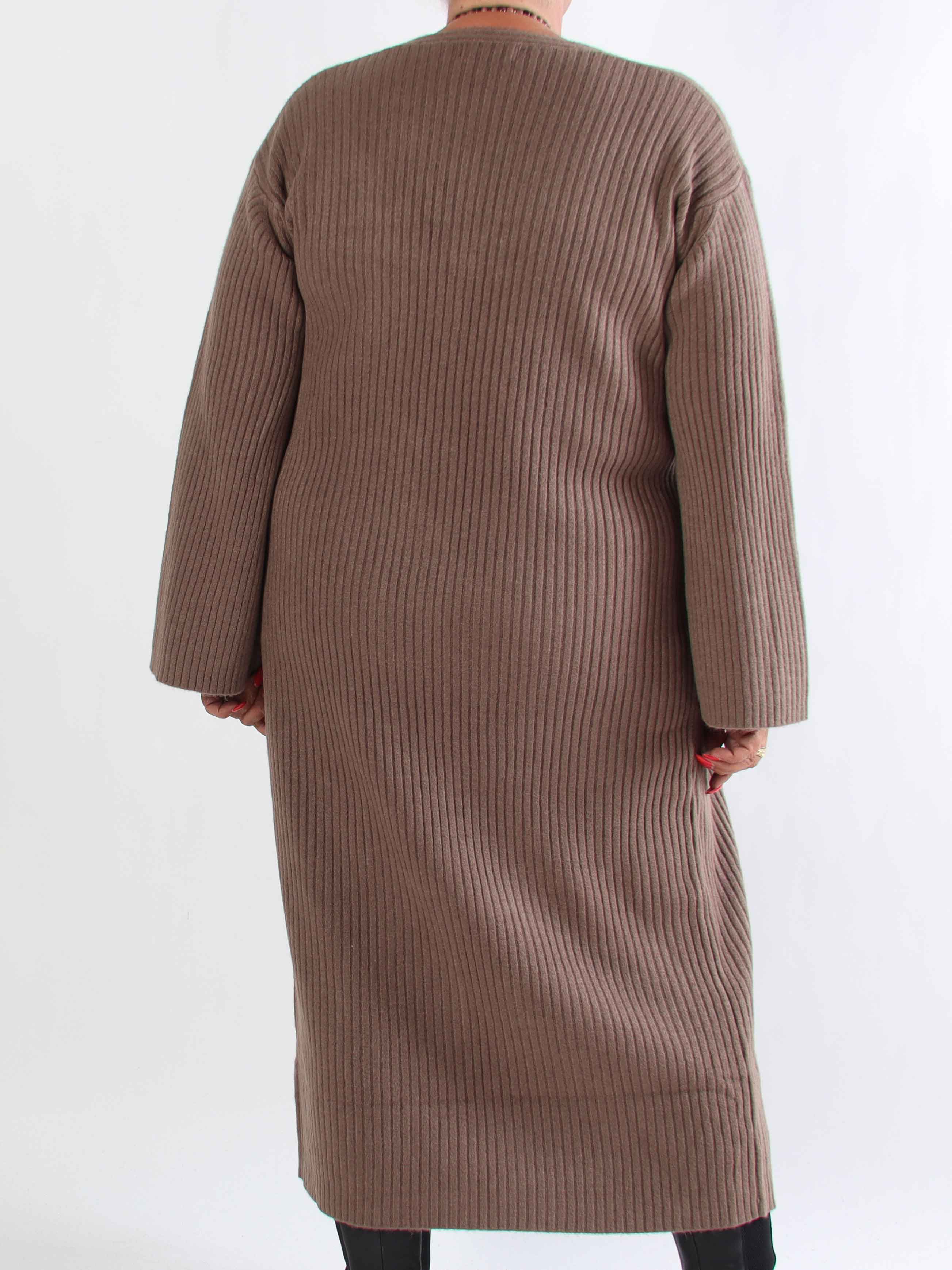 Olava - Lang blød strikcardigan med rib