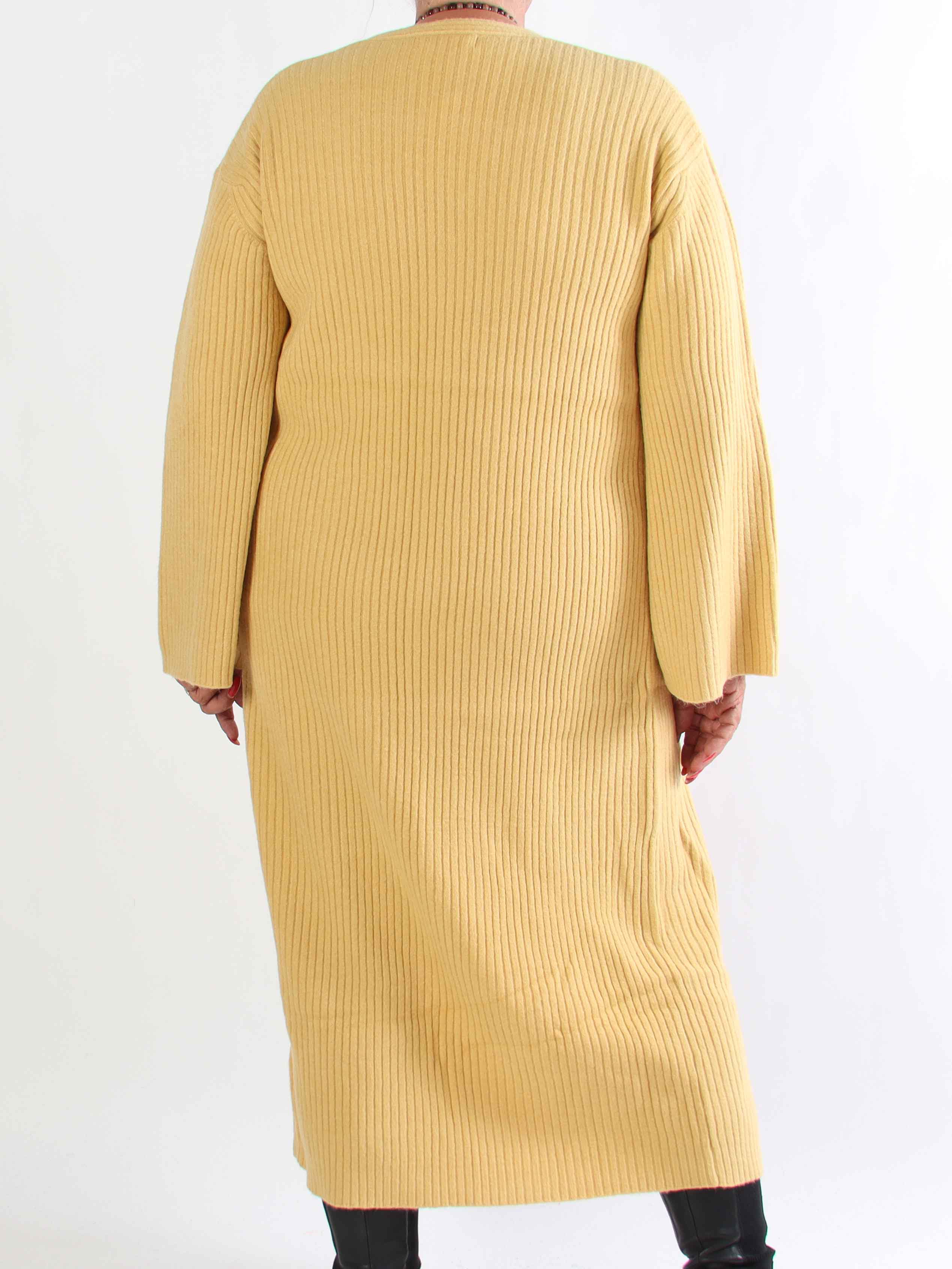 Olava - Lang blød strikcardigan med rib