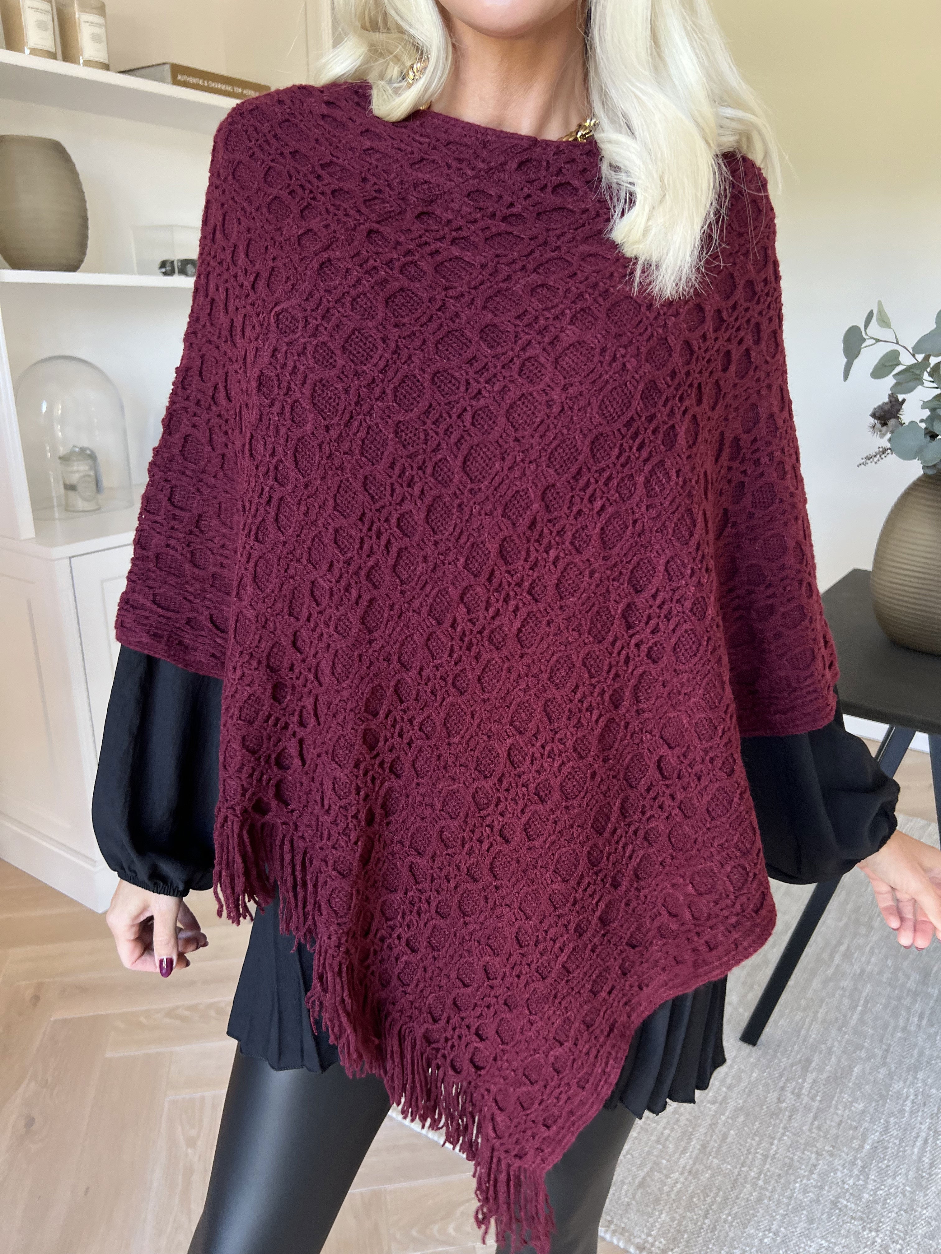 Opra - Blød mønstret strikponcho