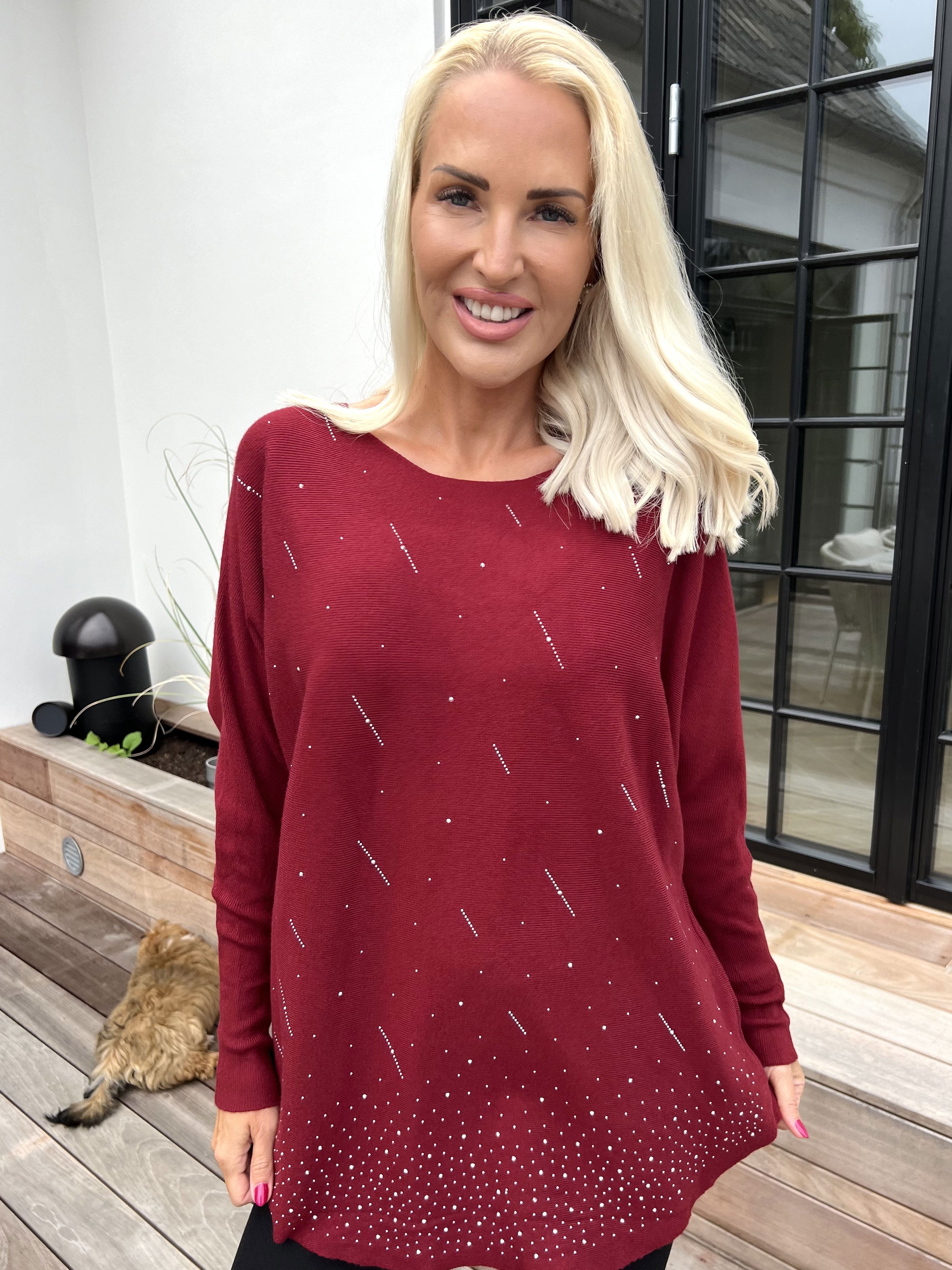 Orion - Blød strik med uld pyntet med fine similisten