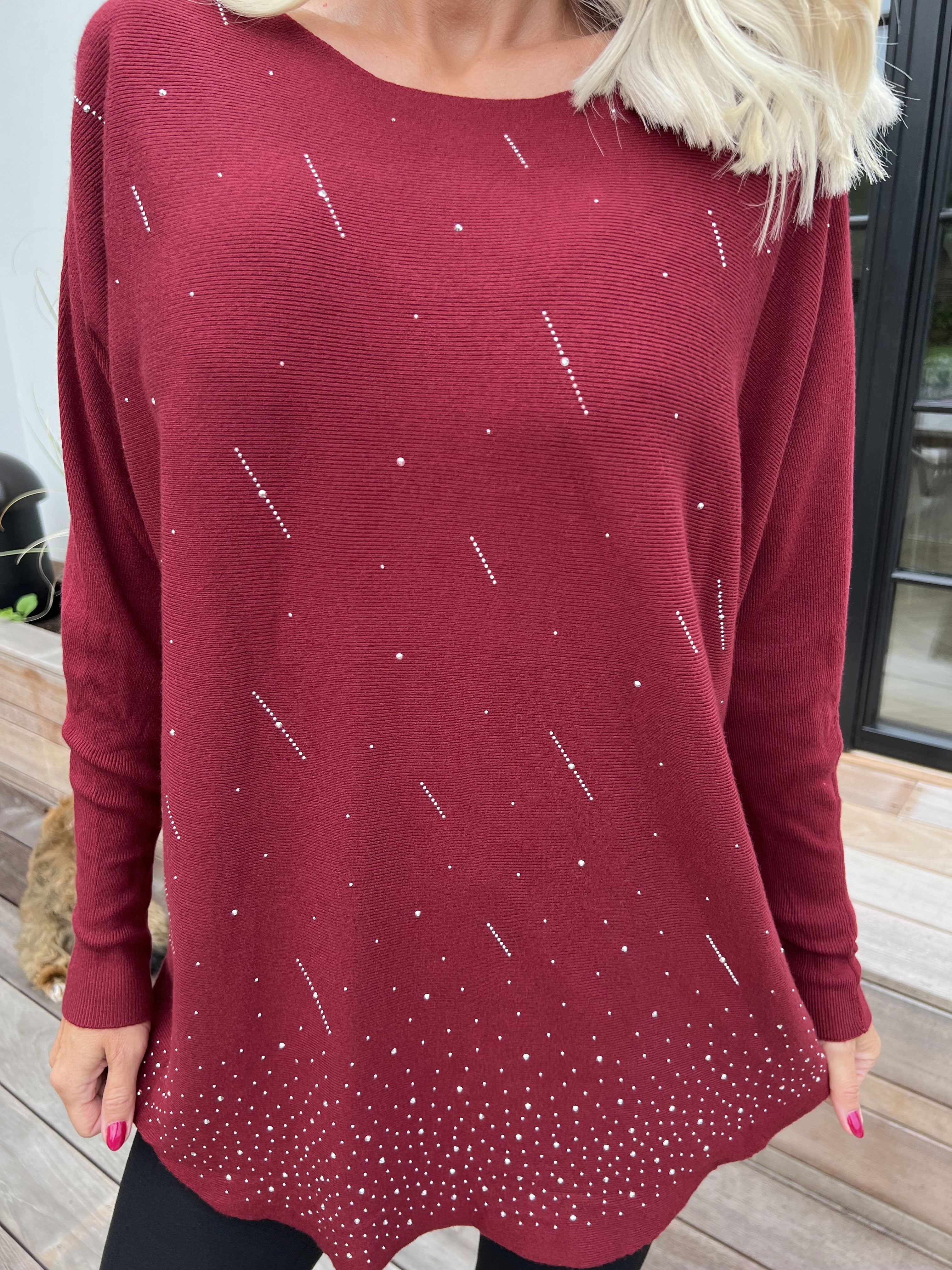 Orion - Blød strik med uld pyntet med fine similisten