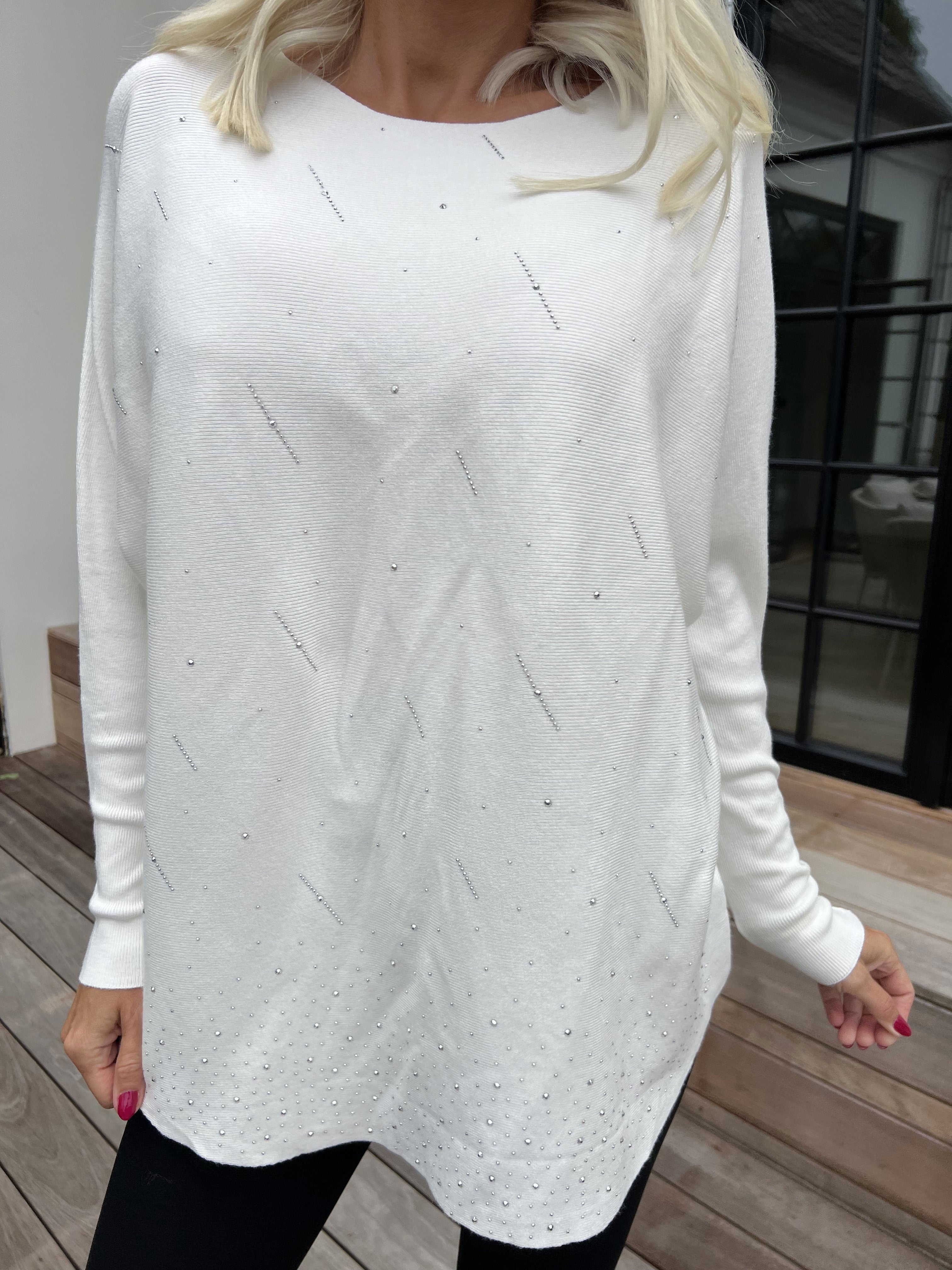 Orion - Blød strik med uld pyntet med fine similisten