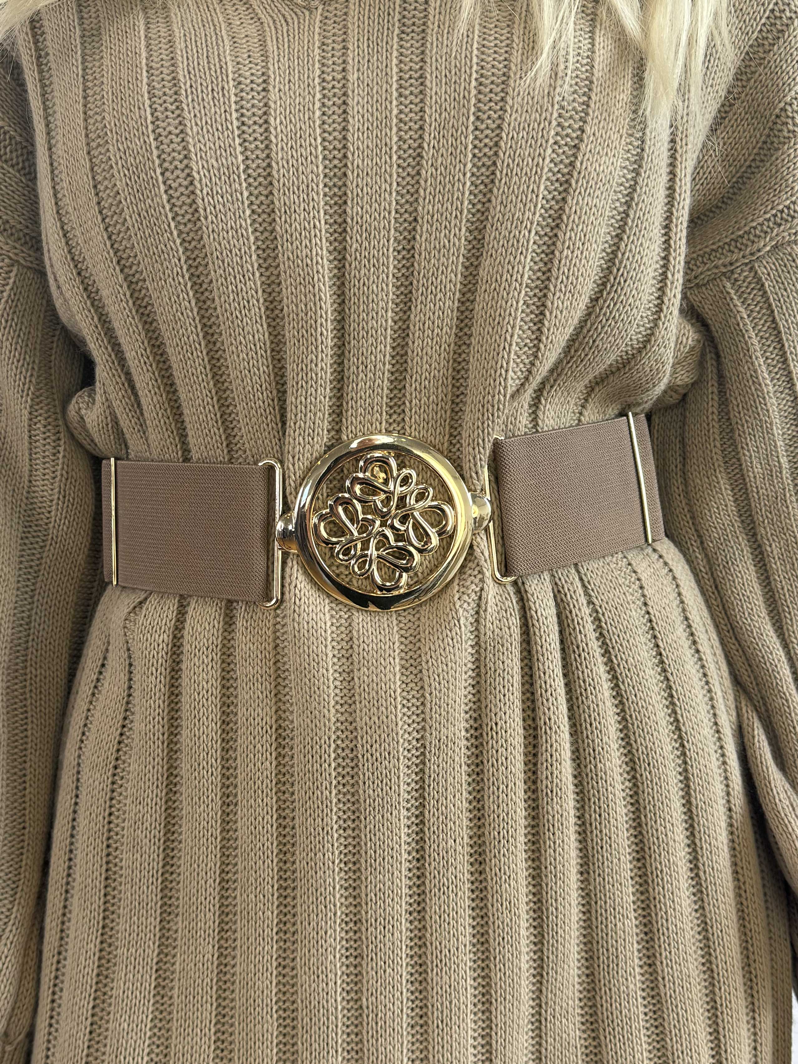 Oxana - Elastik taljebælte med guldspænde