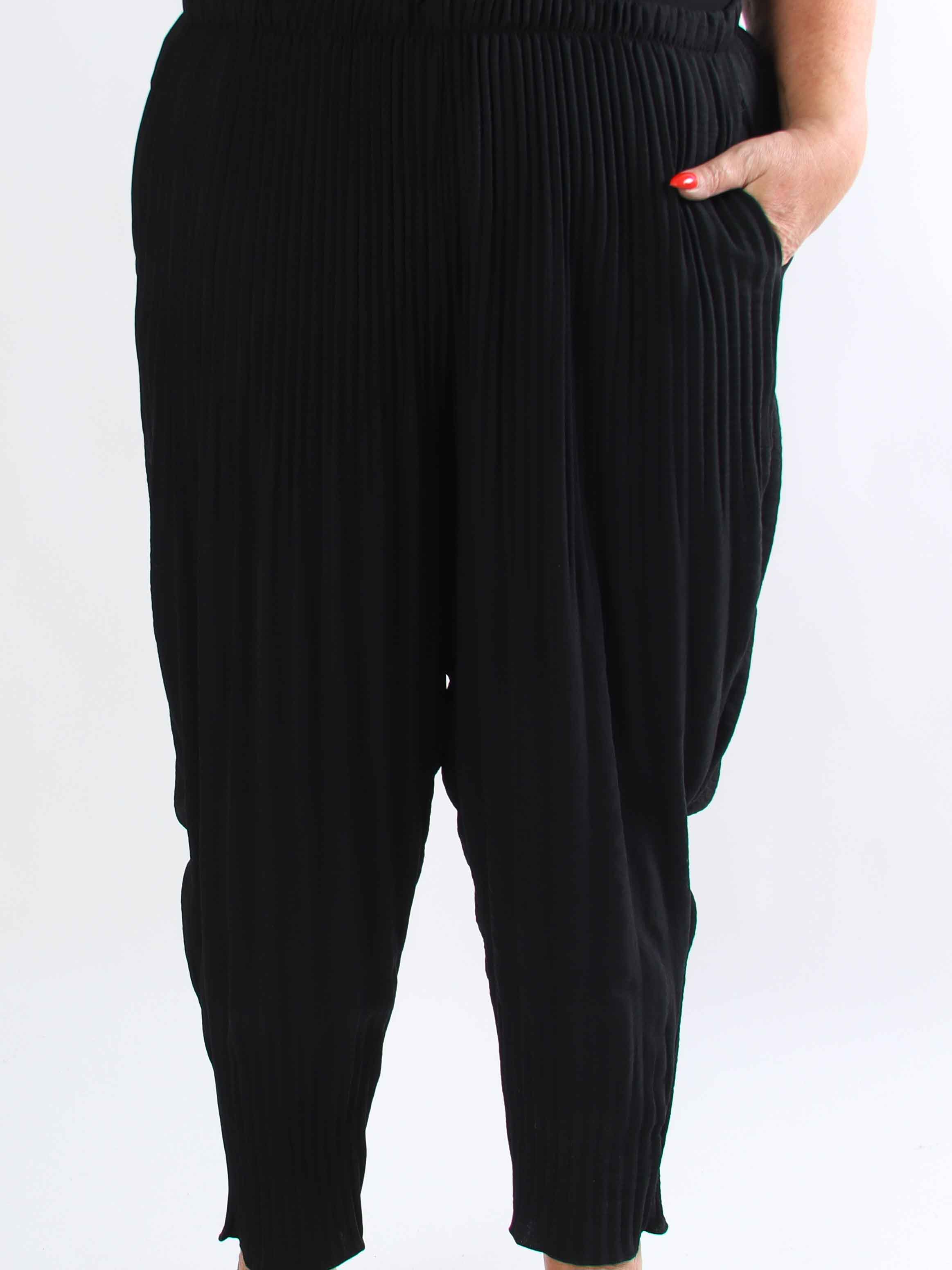 Paja - Plus size plisserede bukser med elastikkant i livet