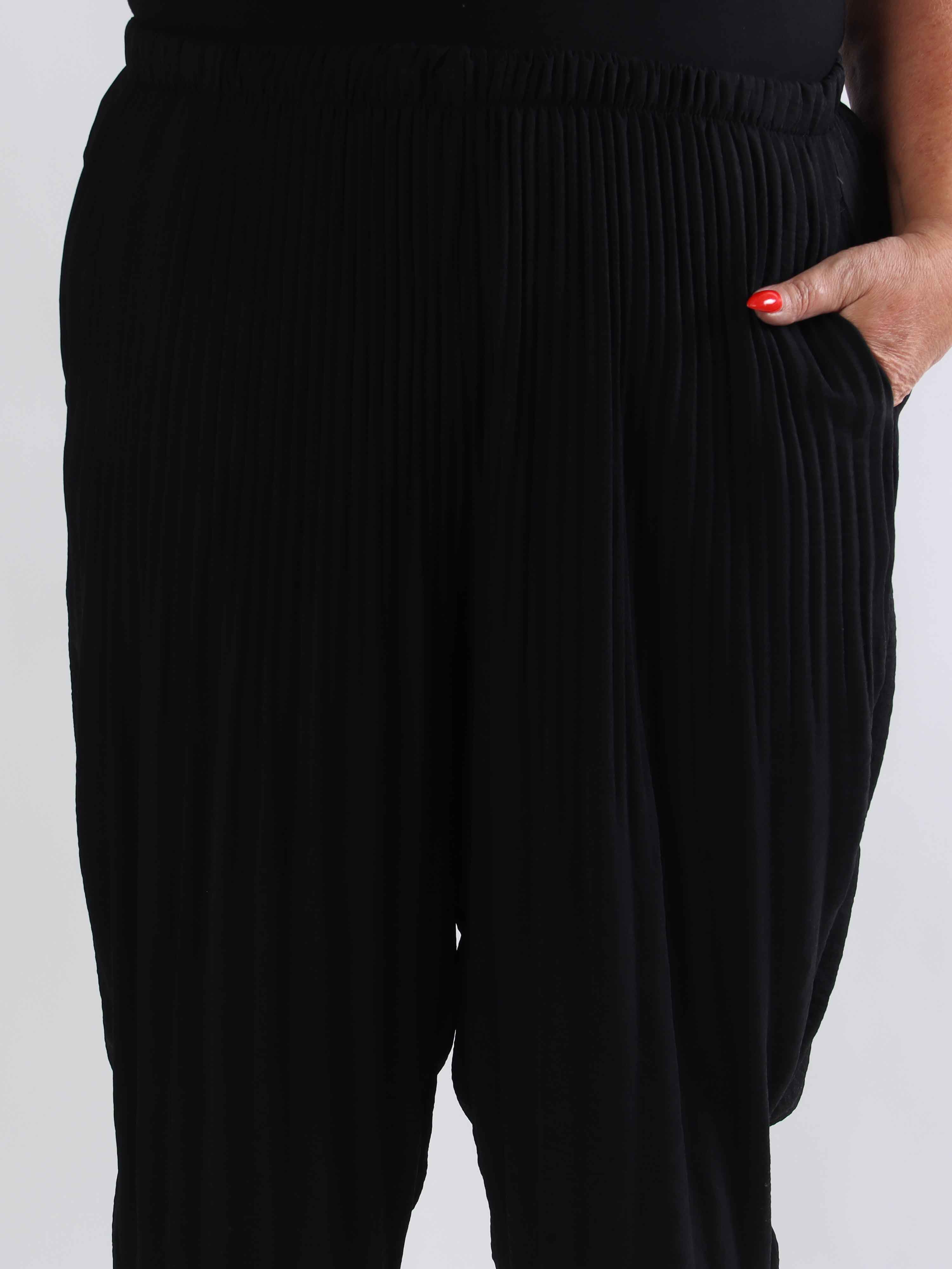 Paja - Plus size plisserede bukser med elastikkant i livet