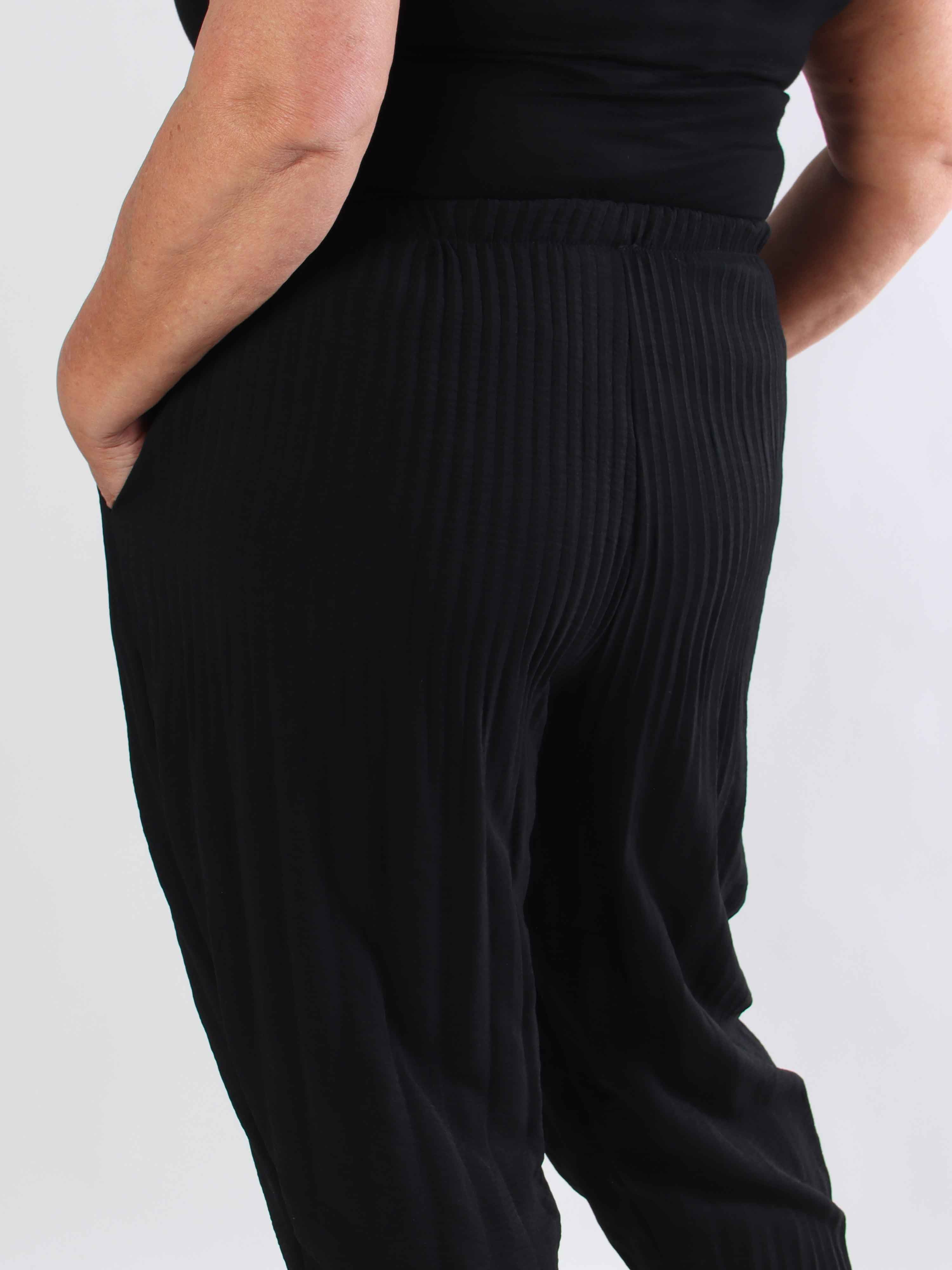 Paja - Plus size plisserede bukser med elastikkant i livet