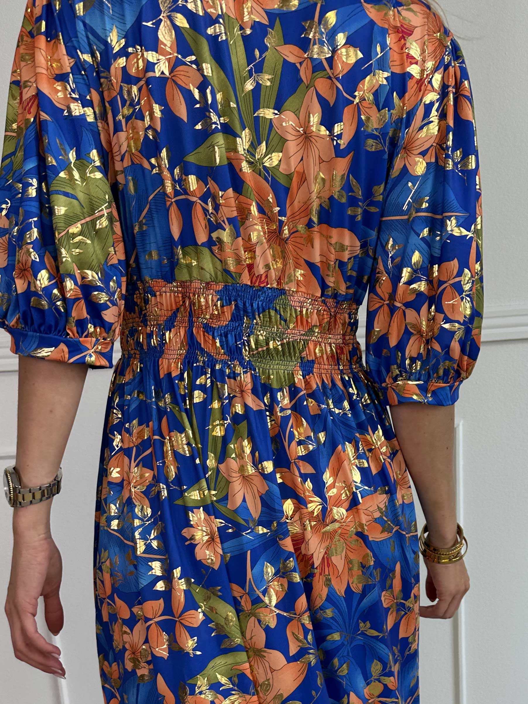 Pamina Leaf - Lang elastisk kjole med blad motiver