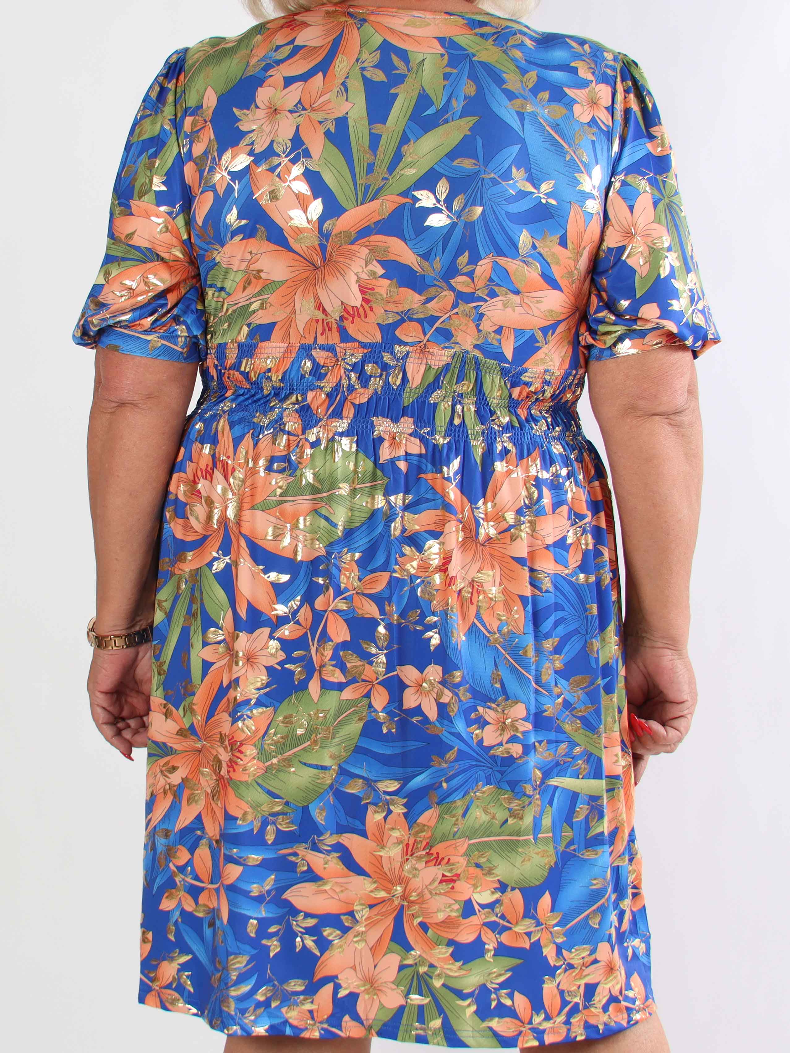 Pamina Leaf Short - Kort elastisk plus size kjole med blad motiver