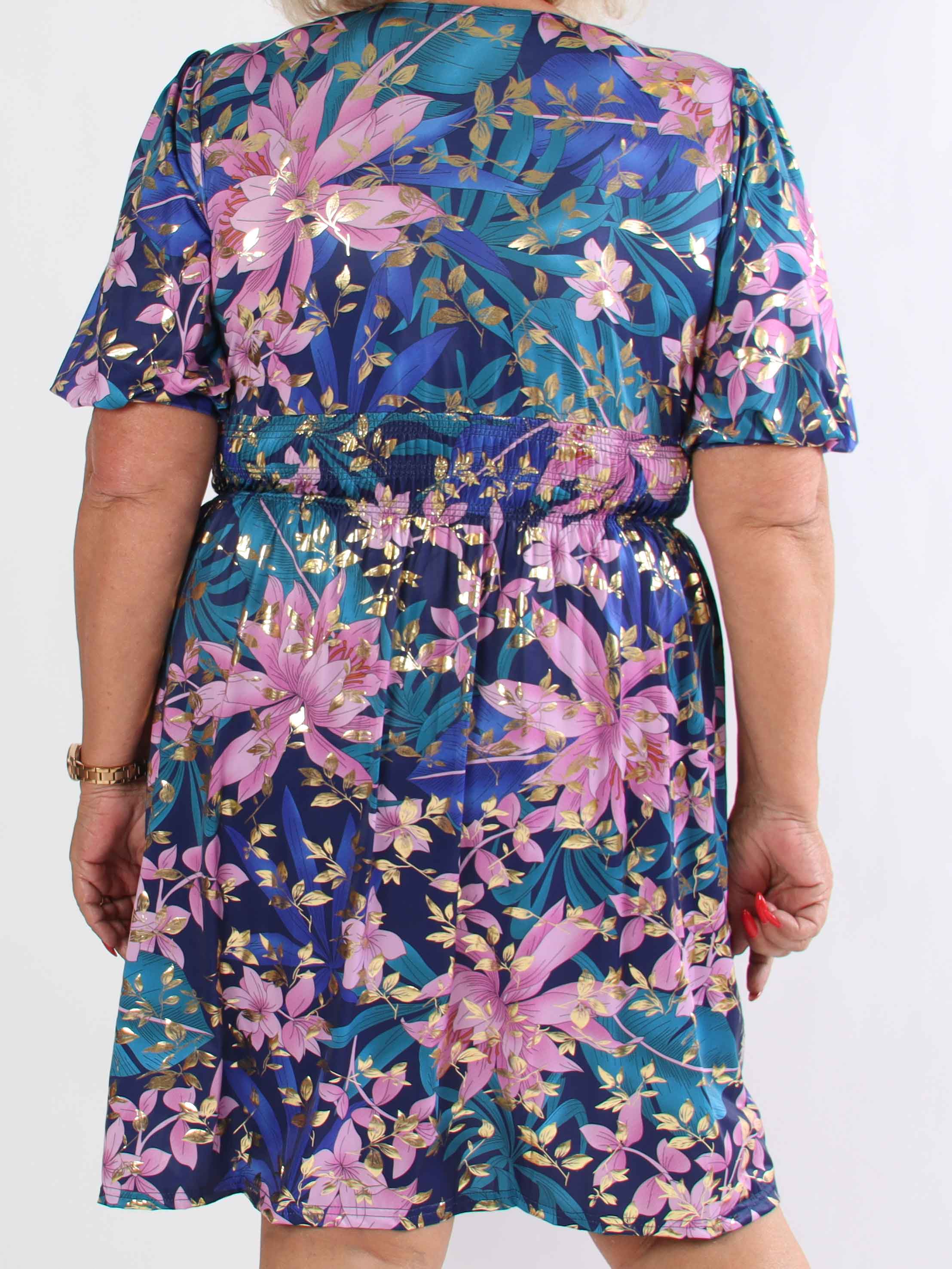 Pamina Leaf Short - Kort elastisk plus size kjole med blad motiver