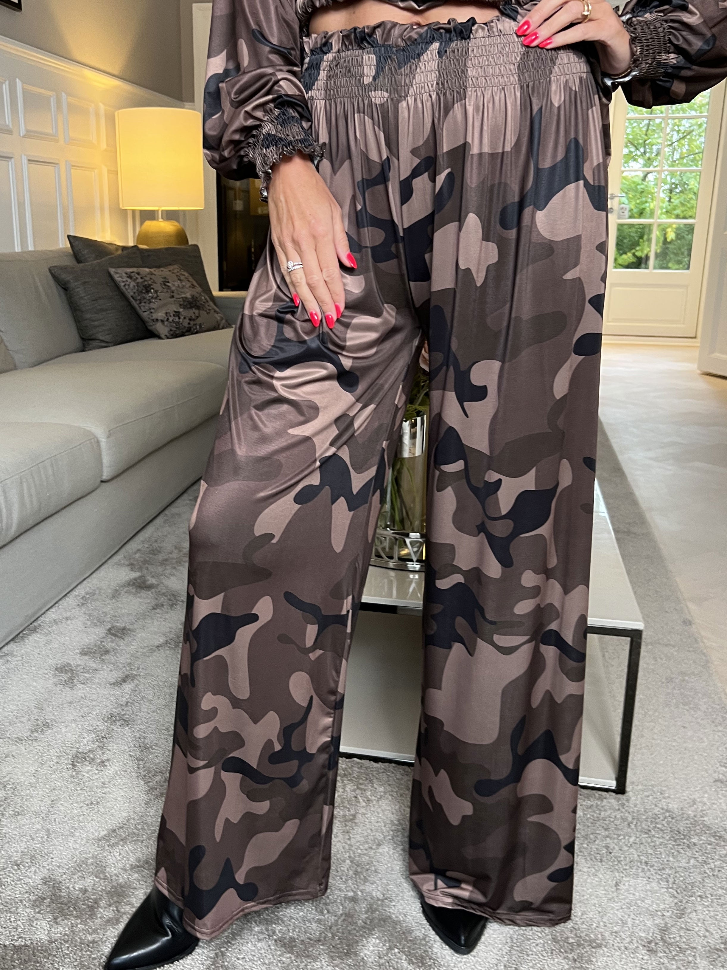 Pams Pants Camo - Løse mønstret bukser i elastisk stof