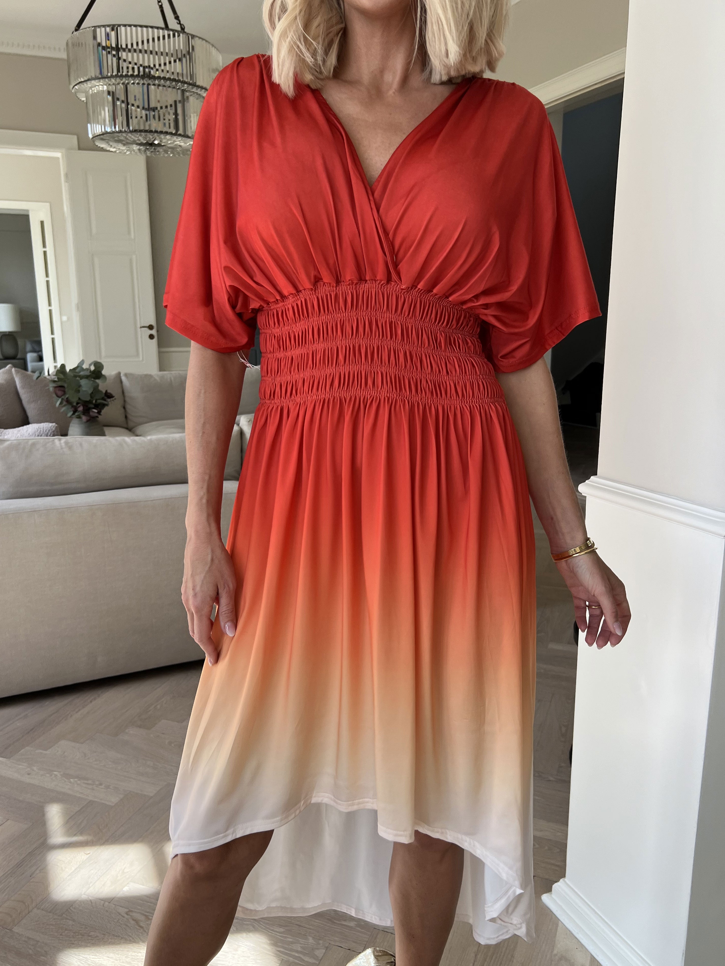 Pams Fade High-low - Elastisk flerfarvet kjole