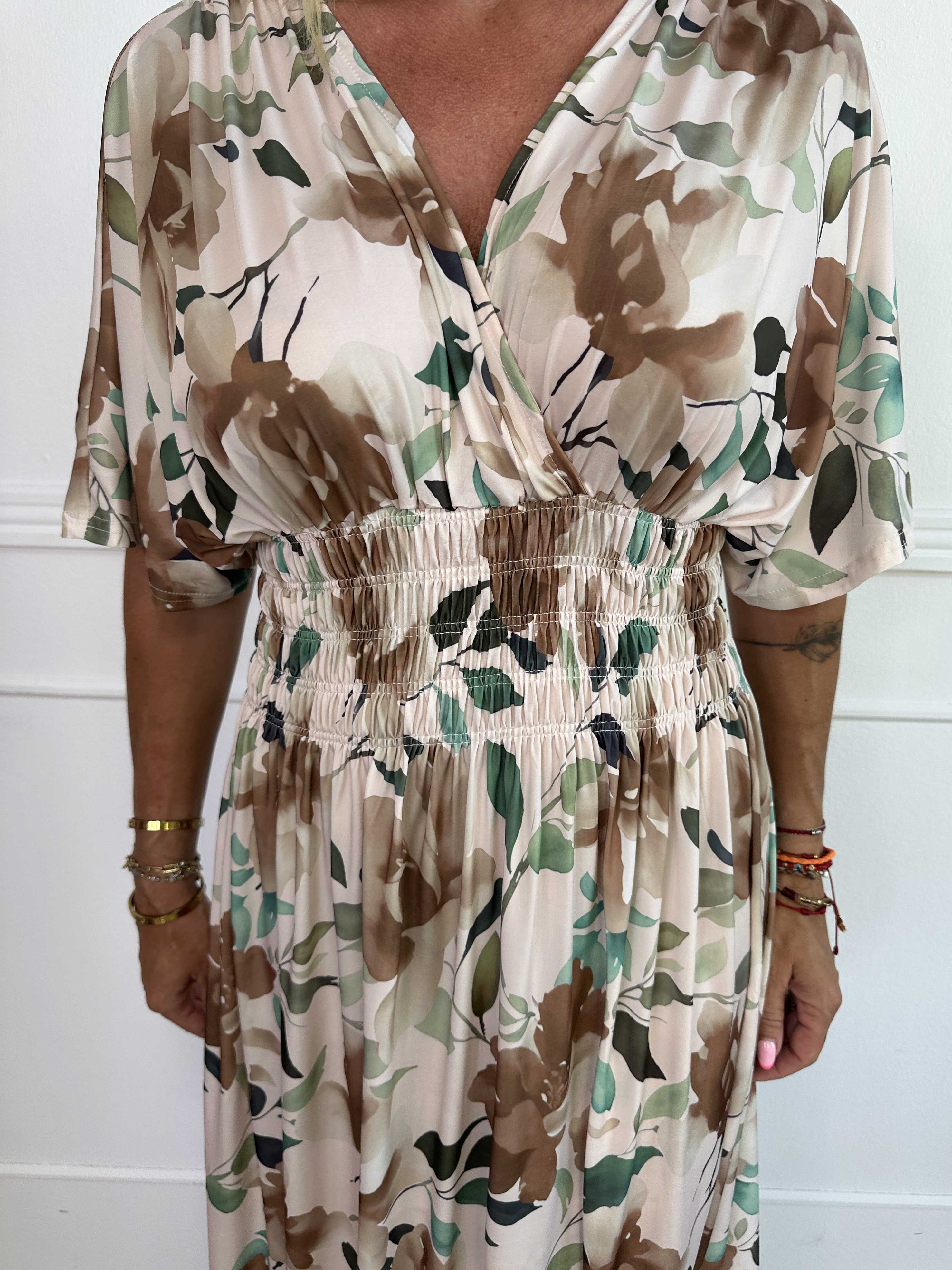 Pams Fiore - Lang elastisk kjole i blomsterprint