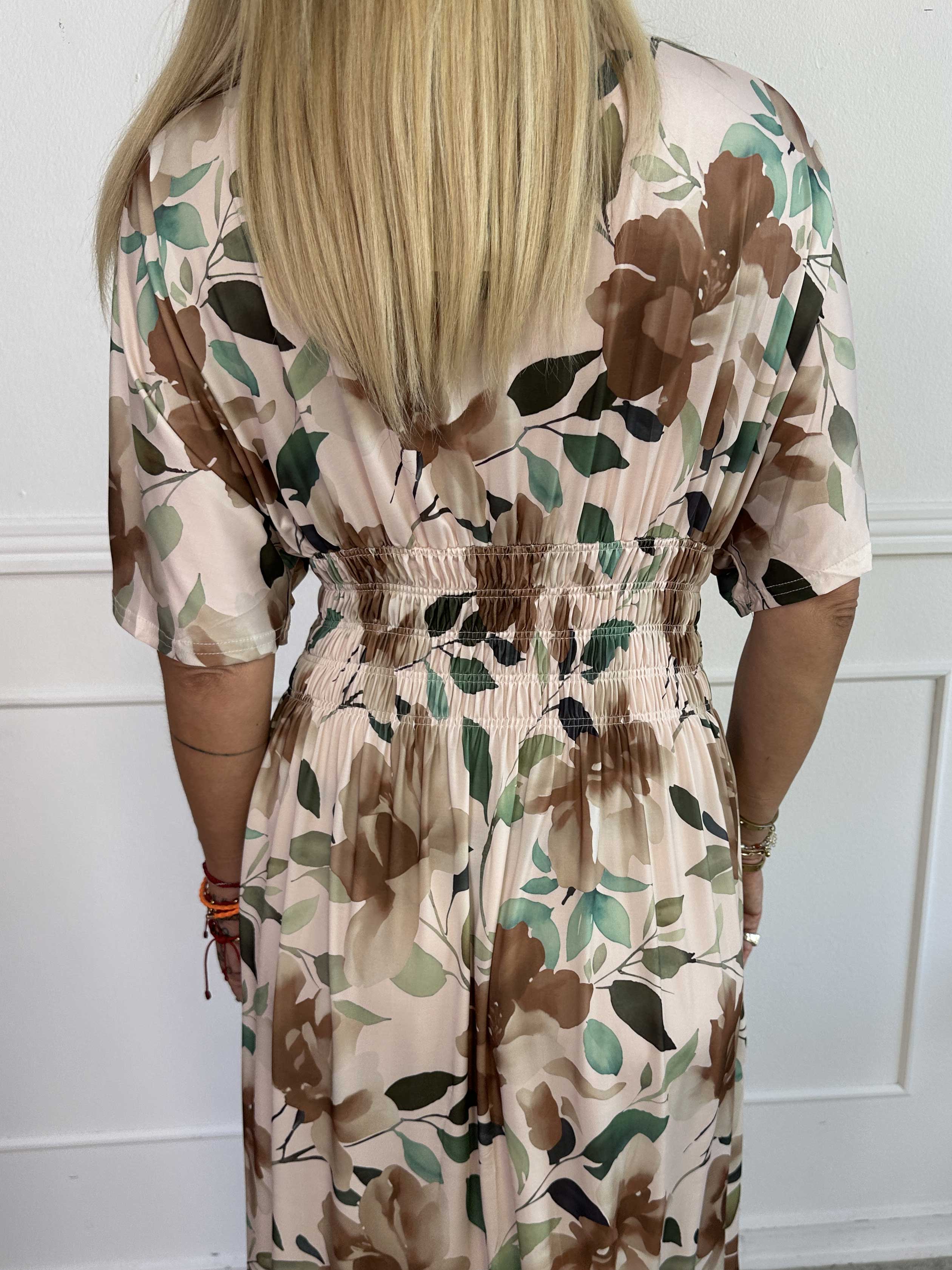 Pams Fiore - Lang elastisk kjole i blomsterprint