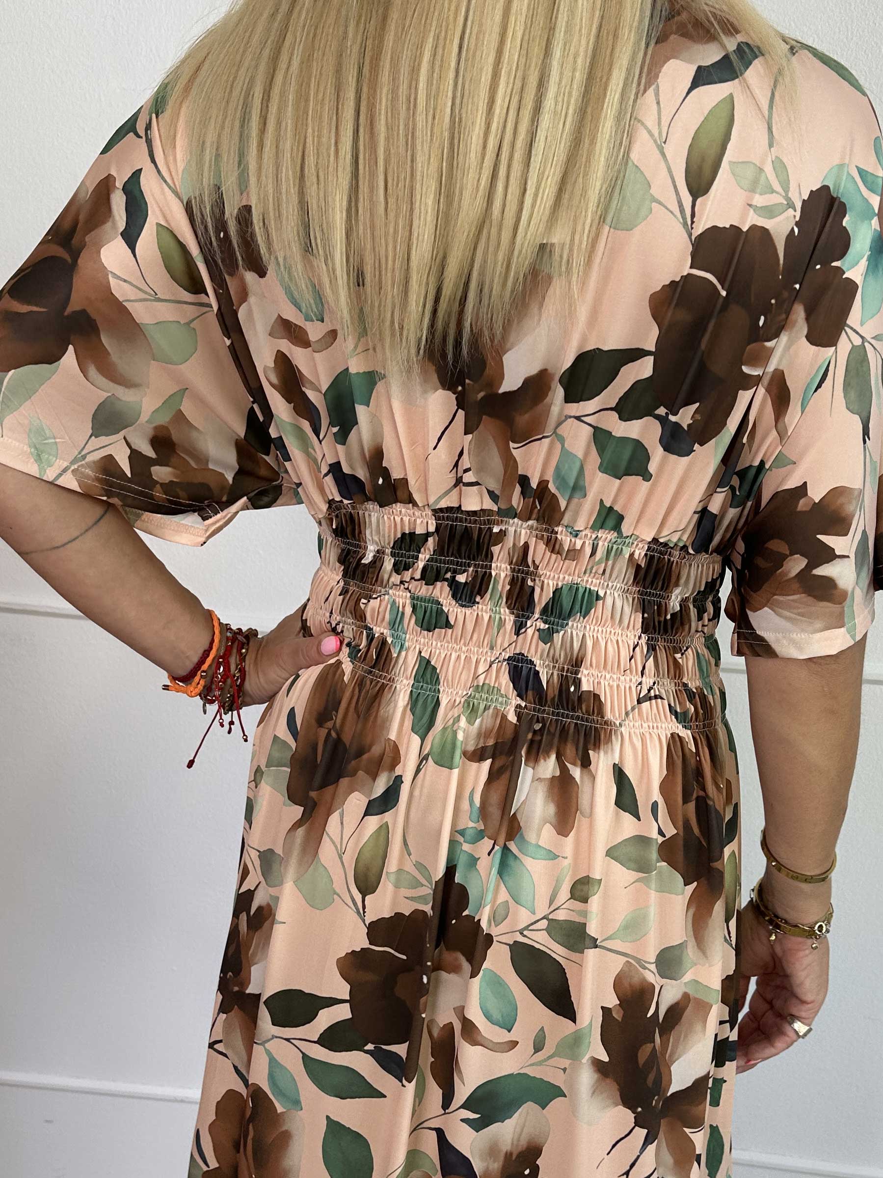 Pams Fiore - Lang elastisk kjole i blomsterprint