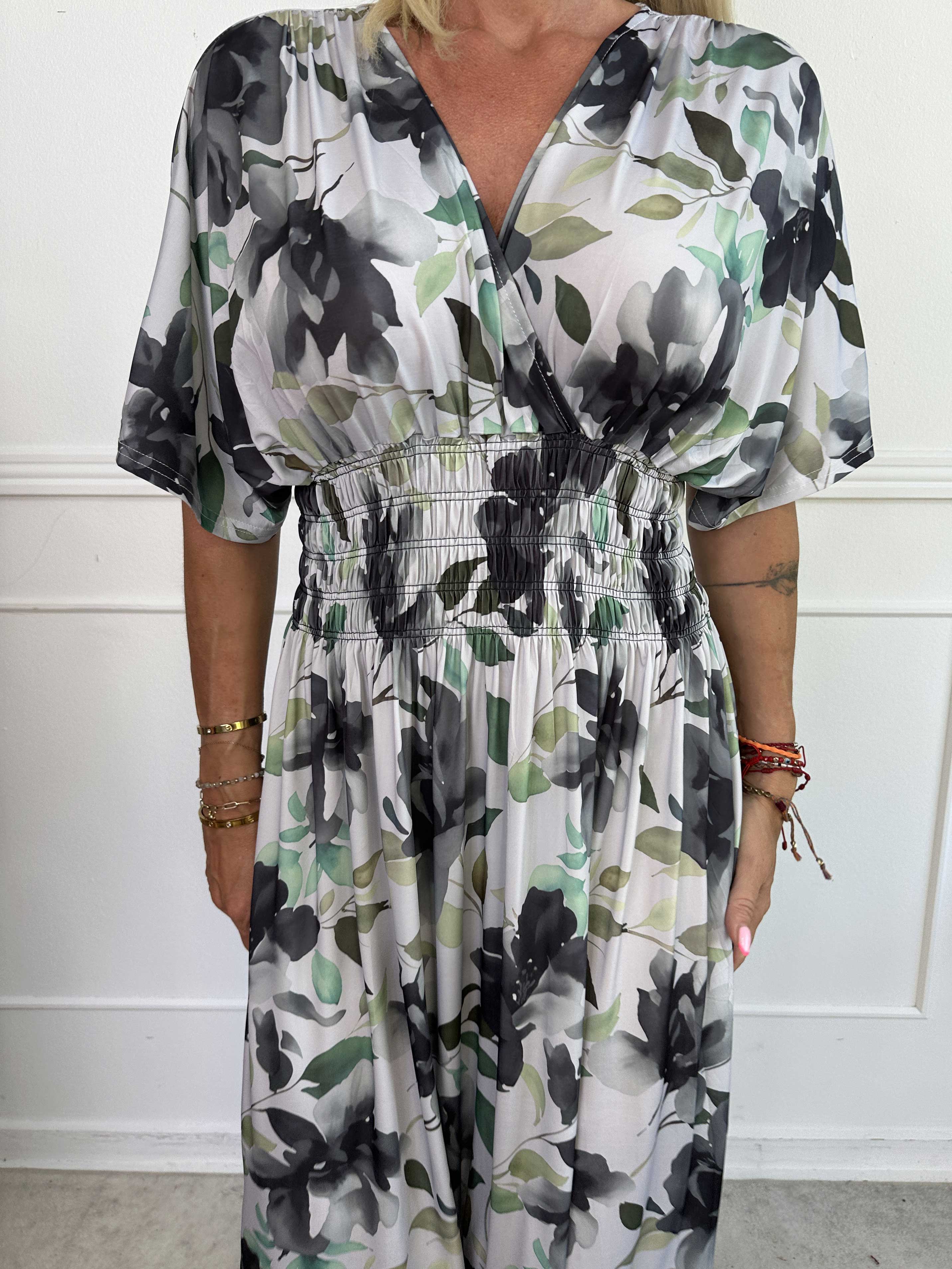 Pams Fiore - Lang elastisk kjole i blomsterprint