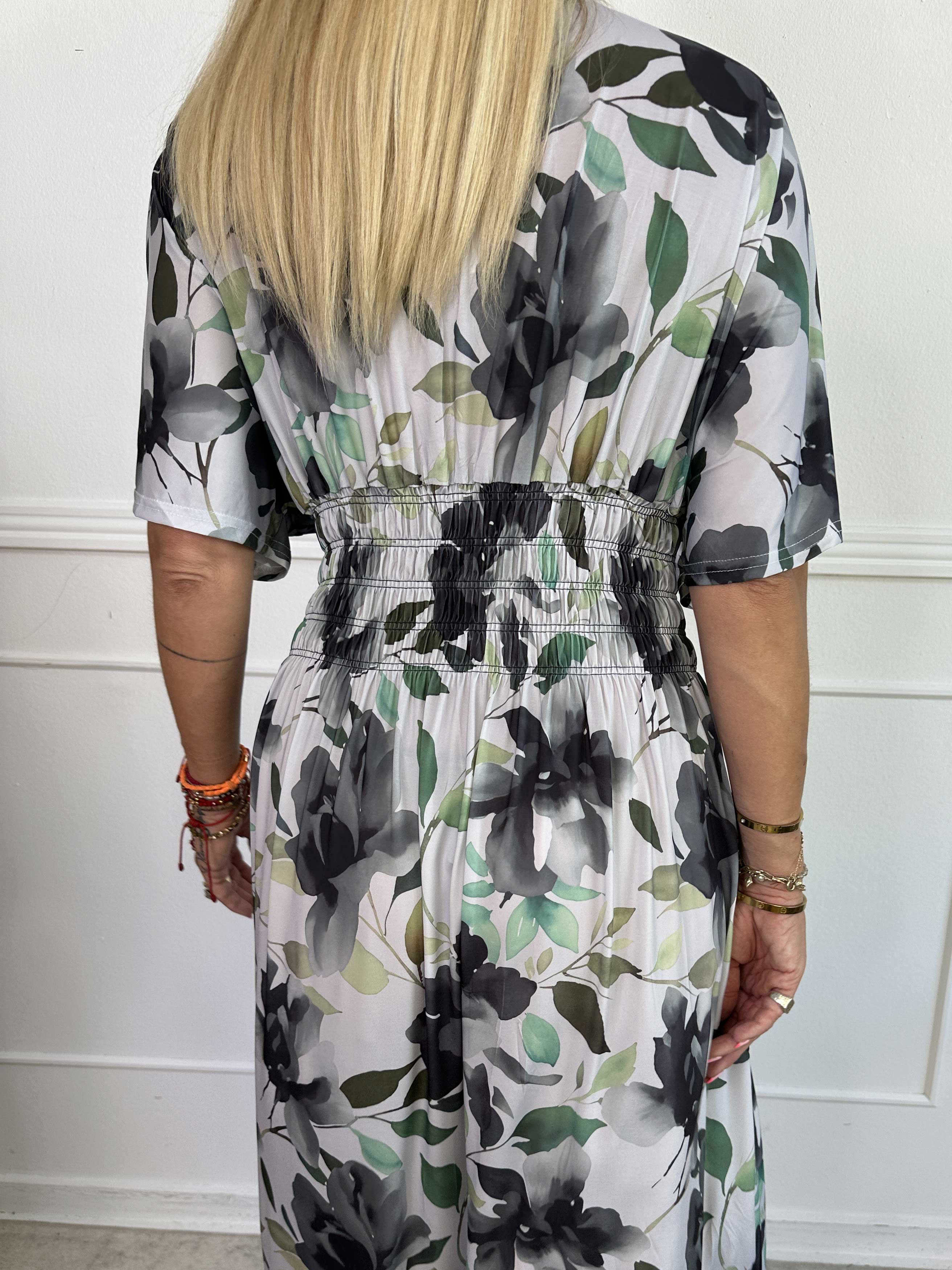 Pams Fiore - Lang elastisk kjole i blomsterprint