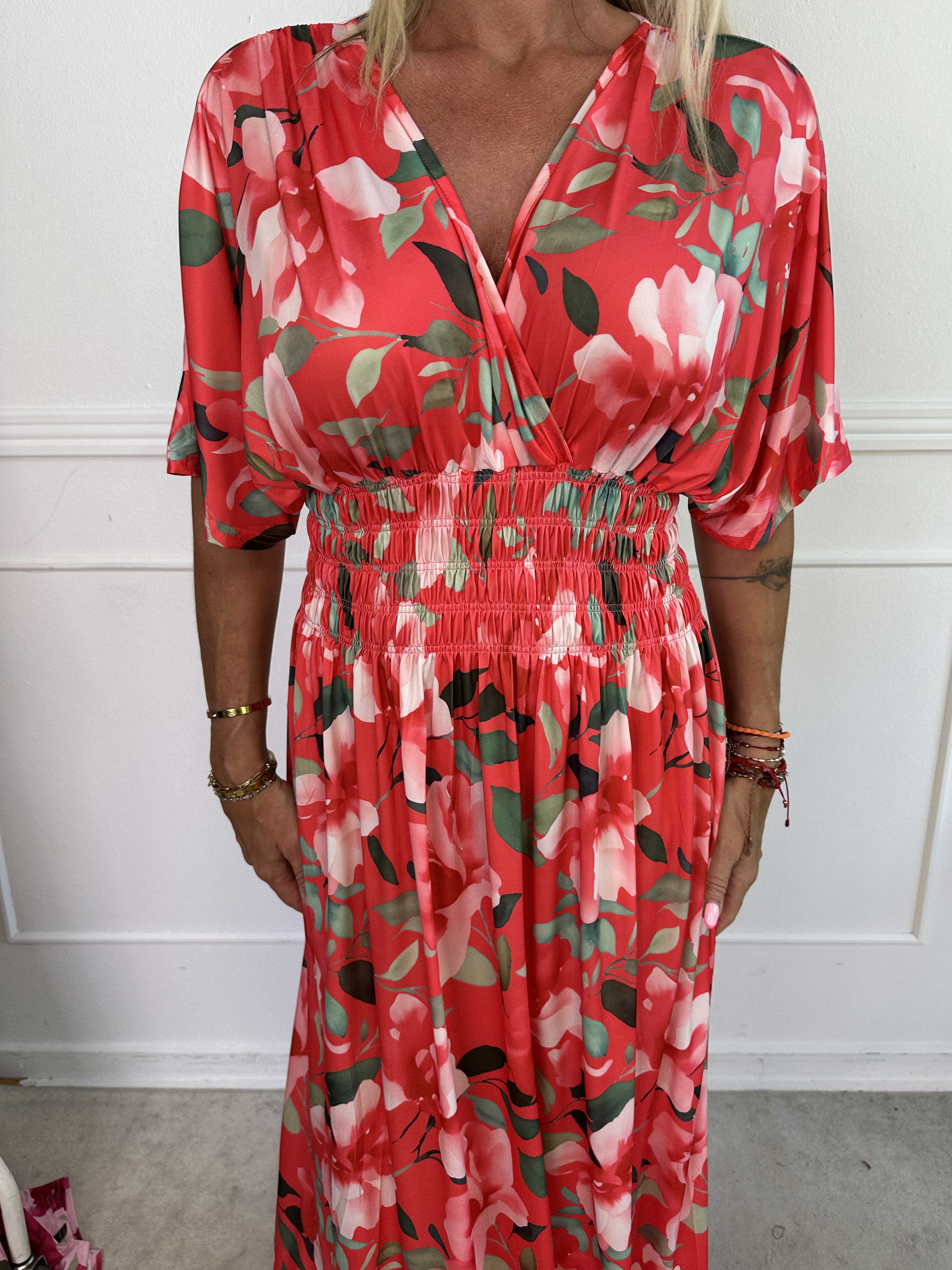 Pams Fiore - Lang elastisk kjole i blomsterprint