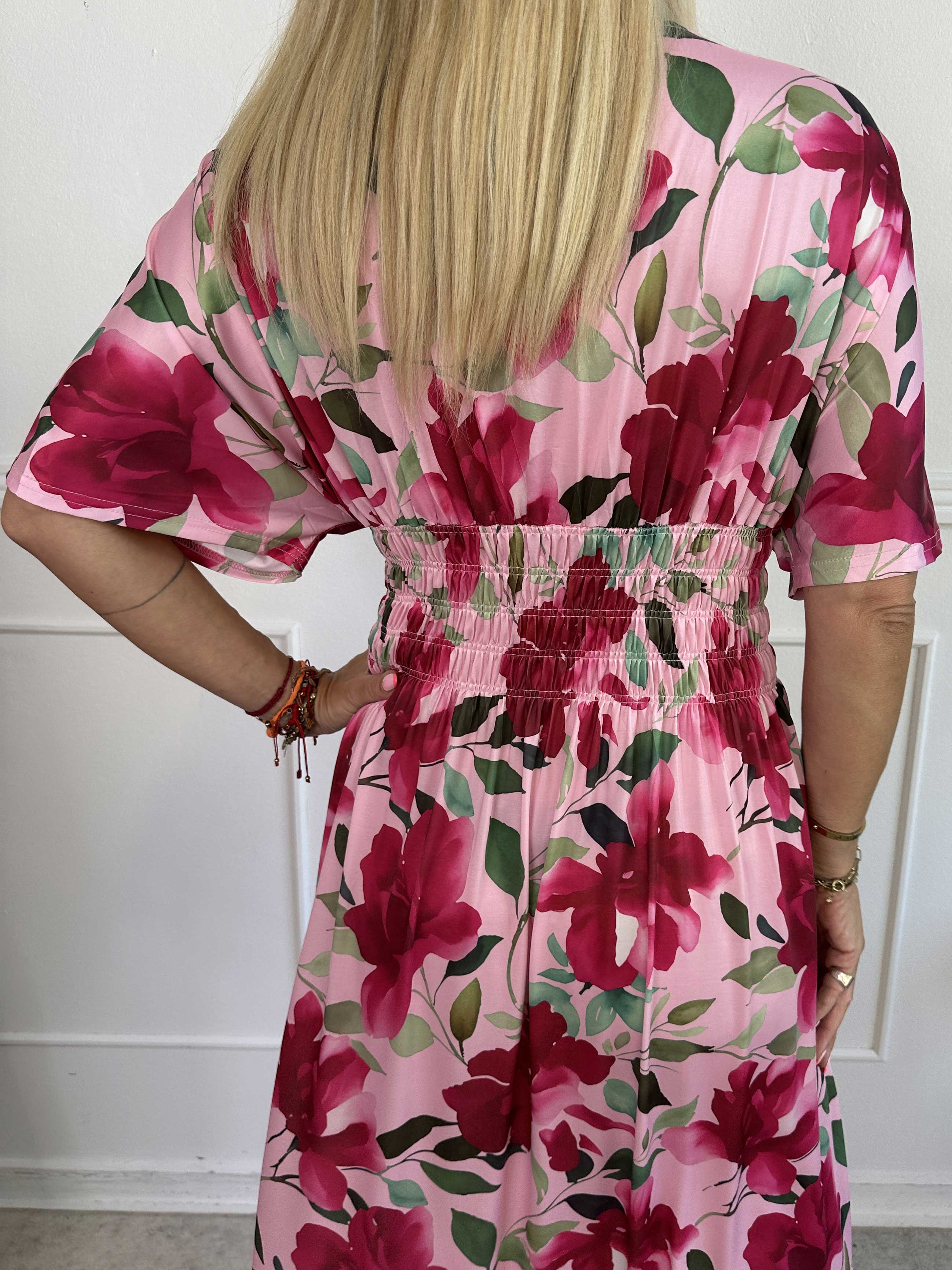 Pams Fiore - Lang elastisk kjole i blomsterprint