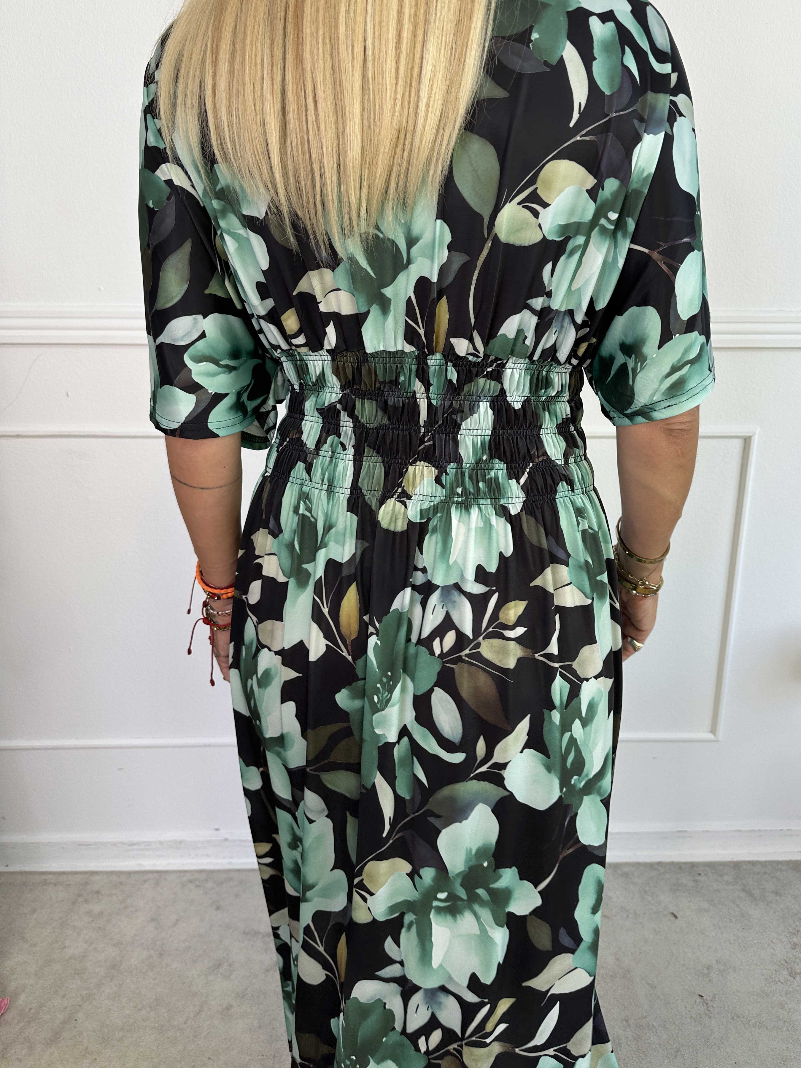 Pams Fiore - Lang elastisk kjole i blomsterprint