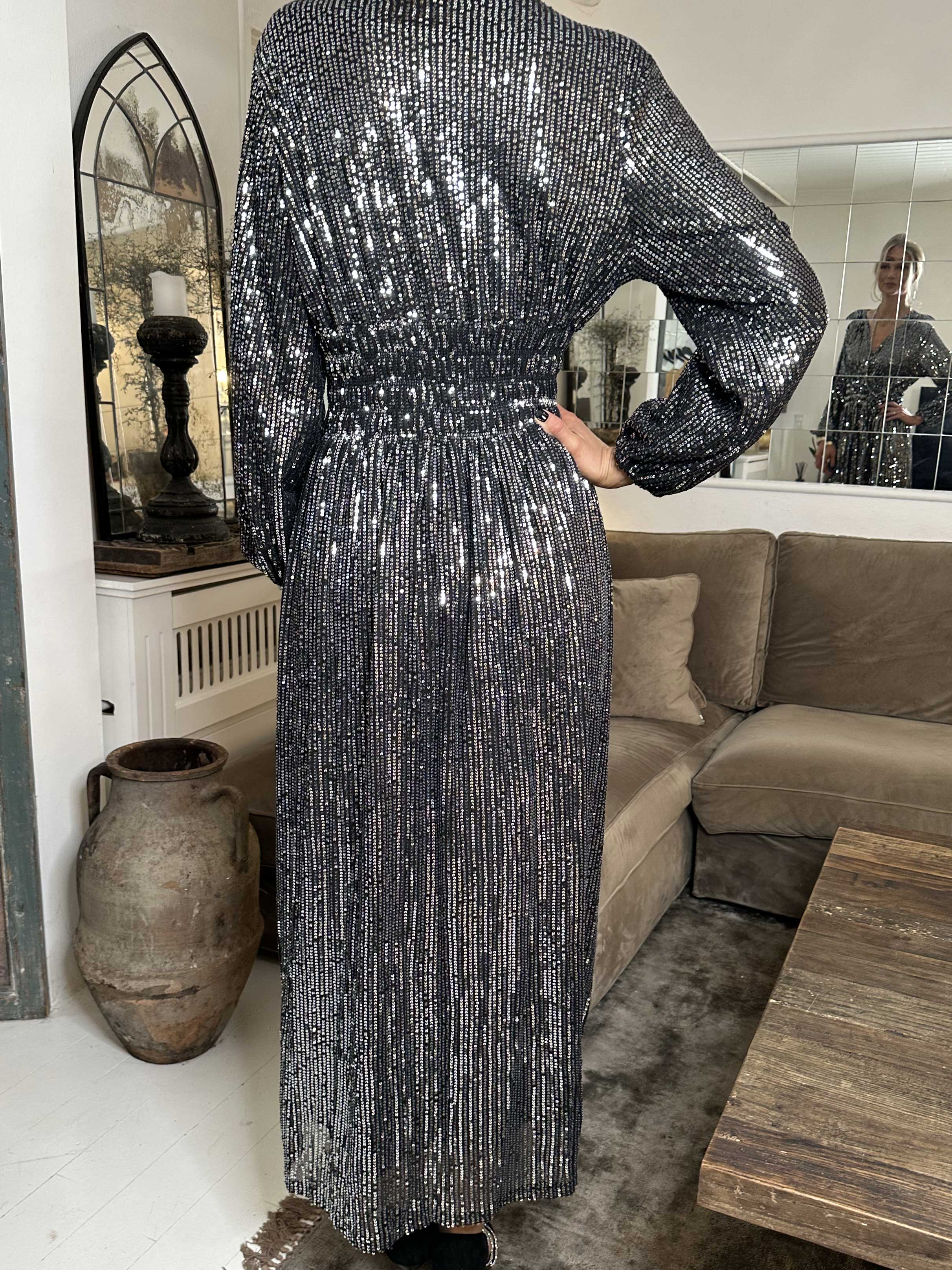 Pams Glitter L/S - Lang smuk kjole med pailletter