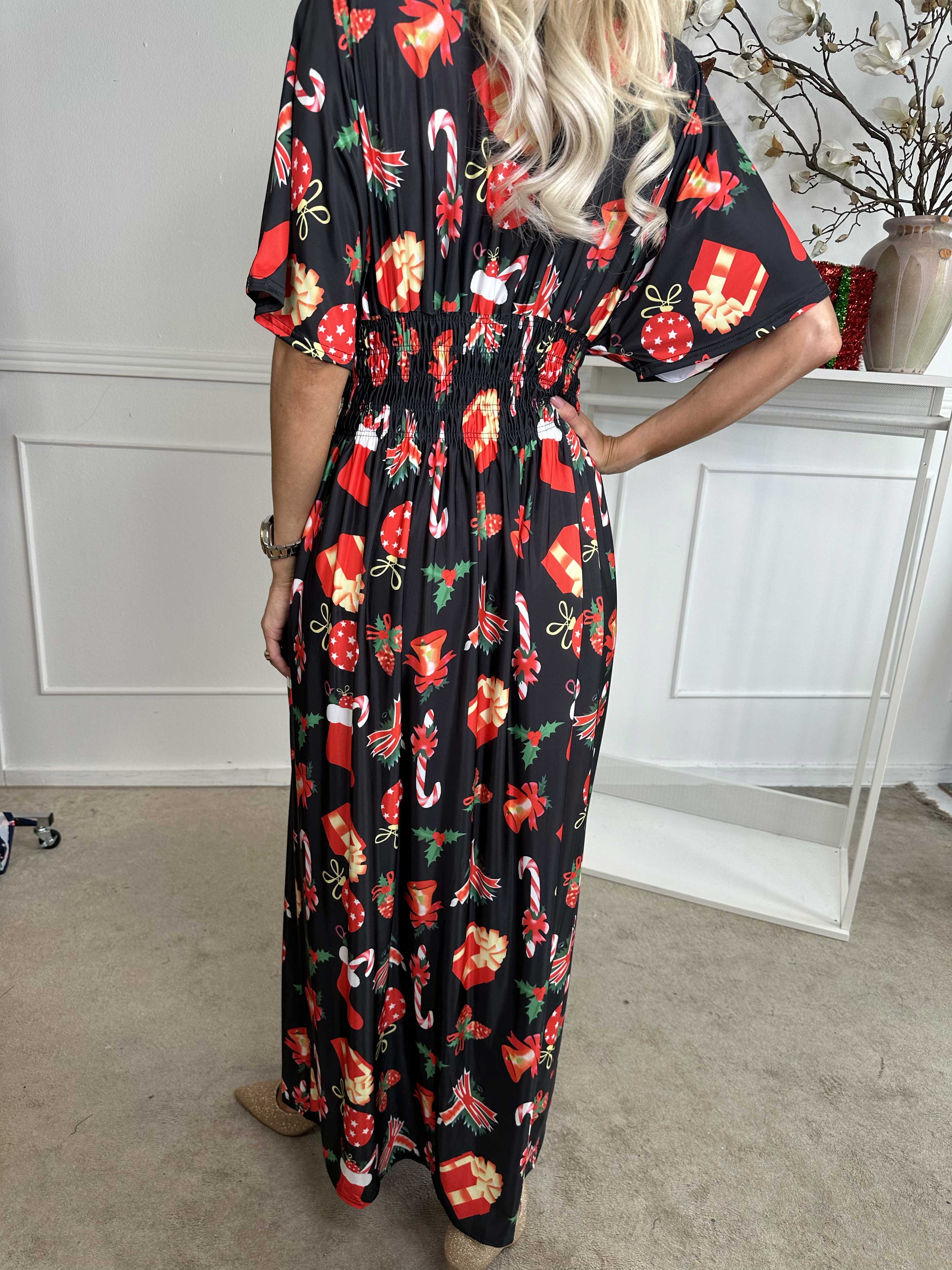 Pams Holiday - Lang elastisk kjole med julemotiver