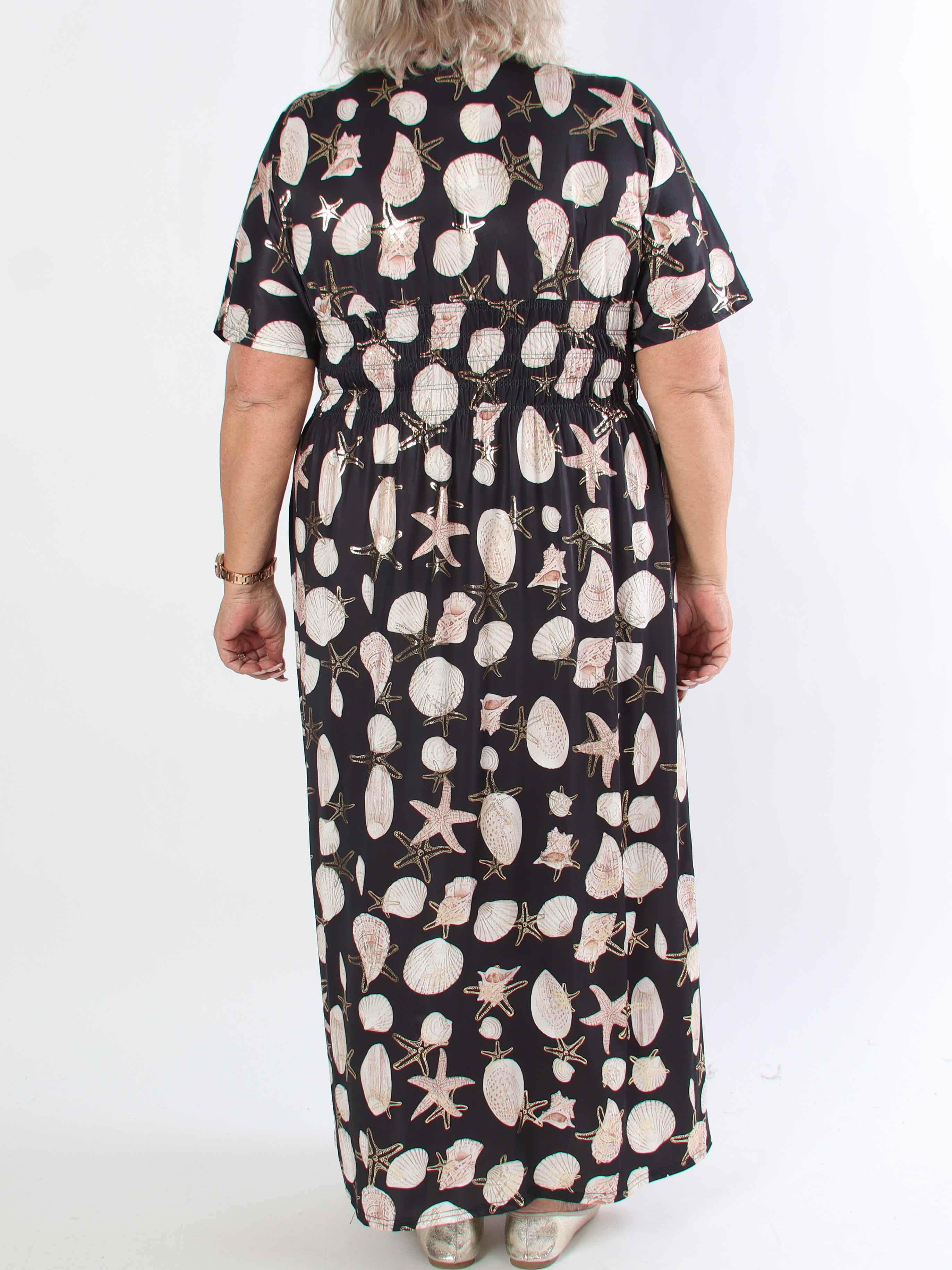 Pams Beach - Lang elastisk plus size kjole med muslinge motiver