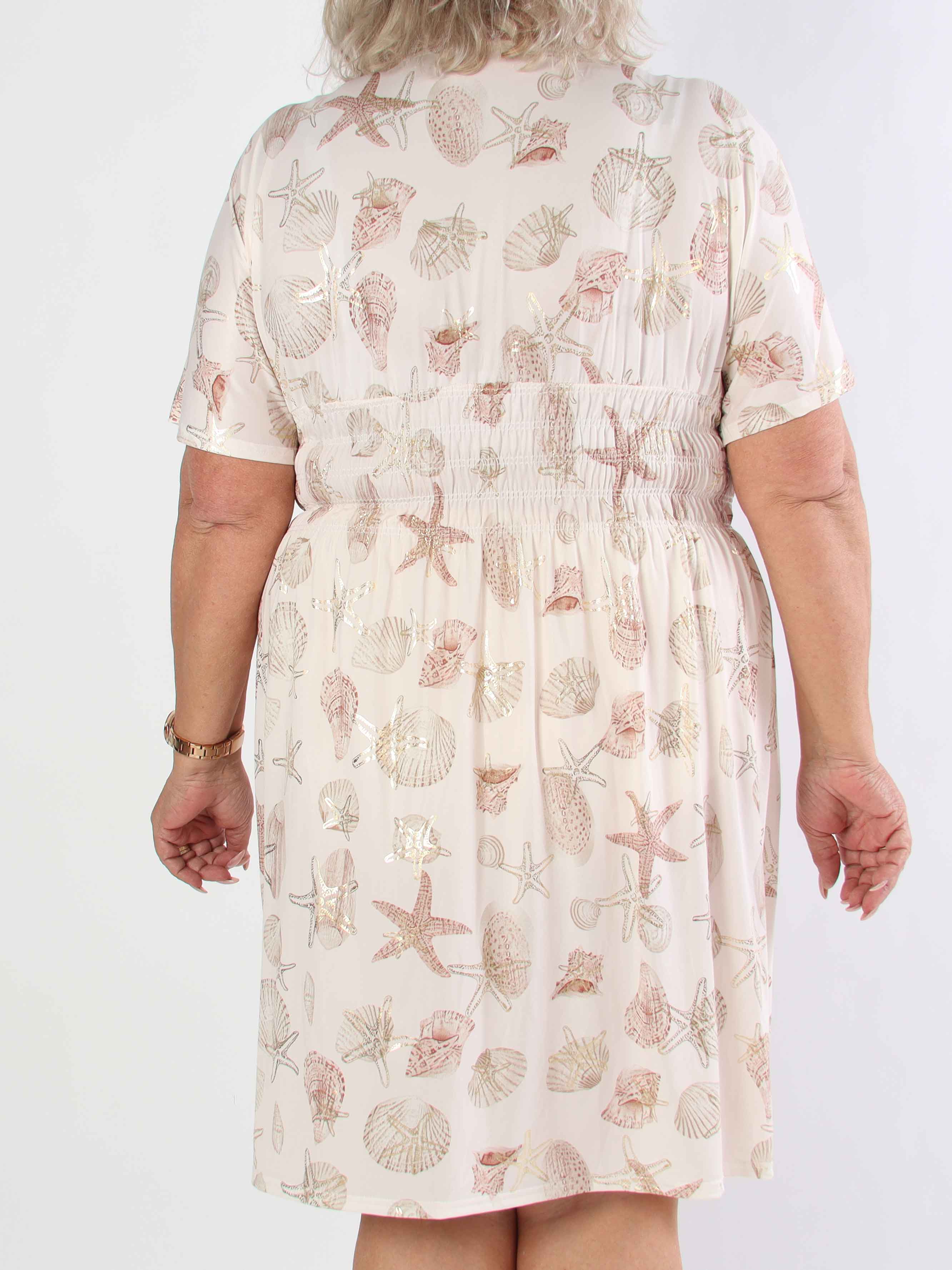 Pams Beach Short - Elastisk plus size kjole med muslinge motiver