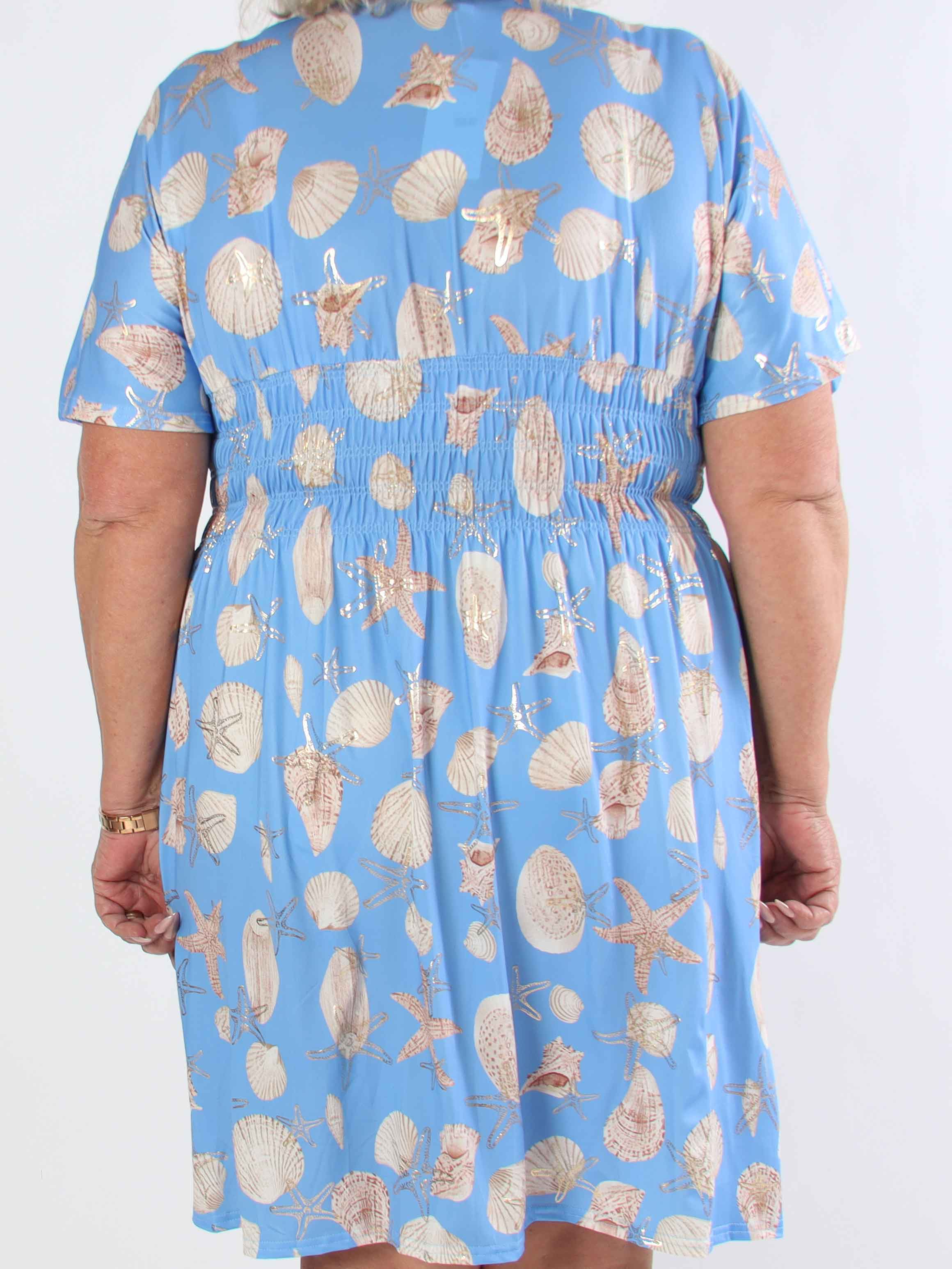 Pams Beach Short - Elastisk plus size kjole med muslinge motiver