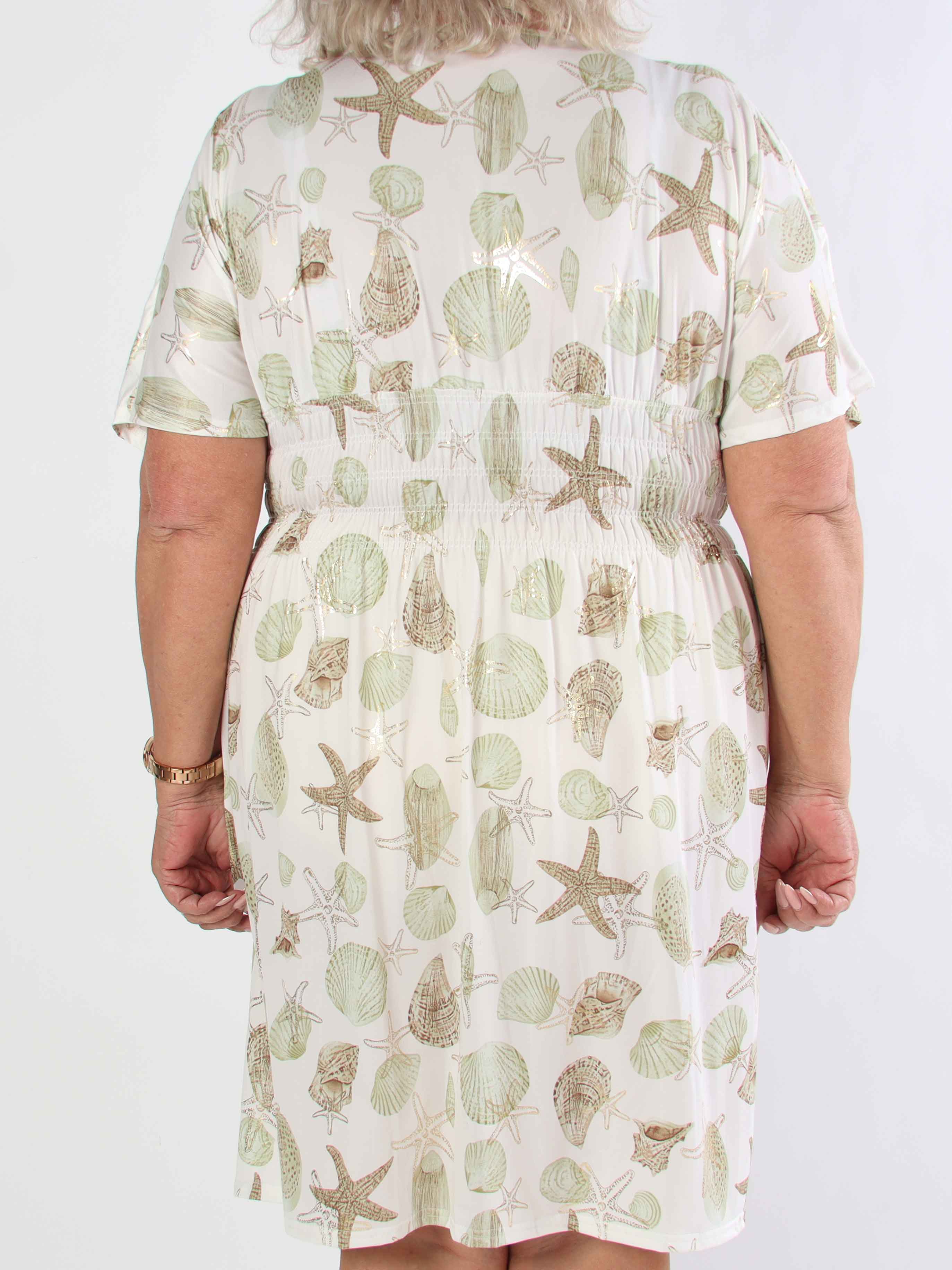 Pams Beach Short - Elastisk plus size kjole med muslinge motiver