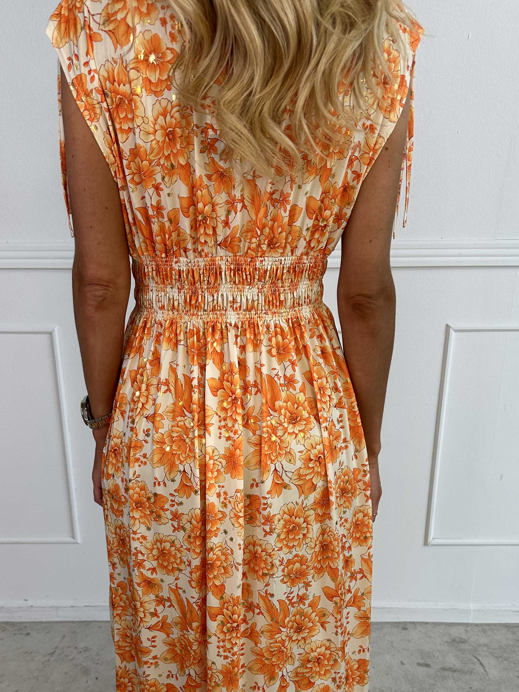 Pams Blossom Sleeveless - Lang elastisk kjole i blomsterprint