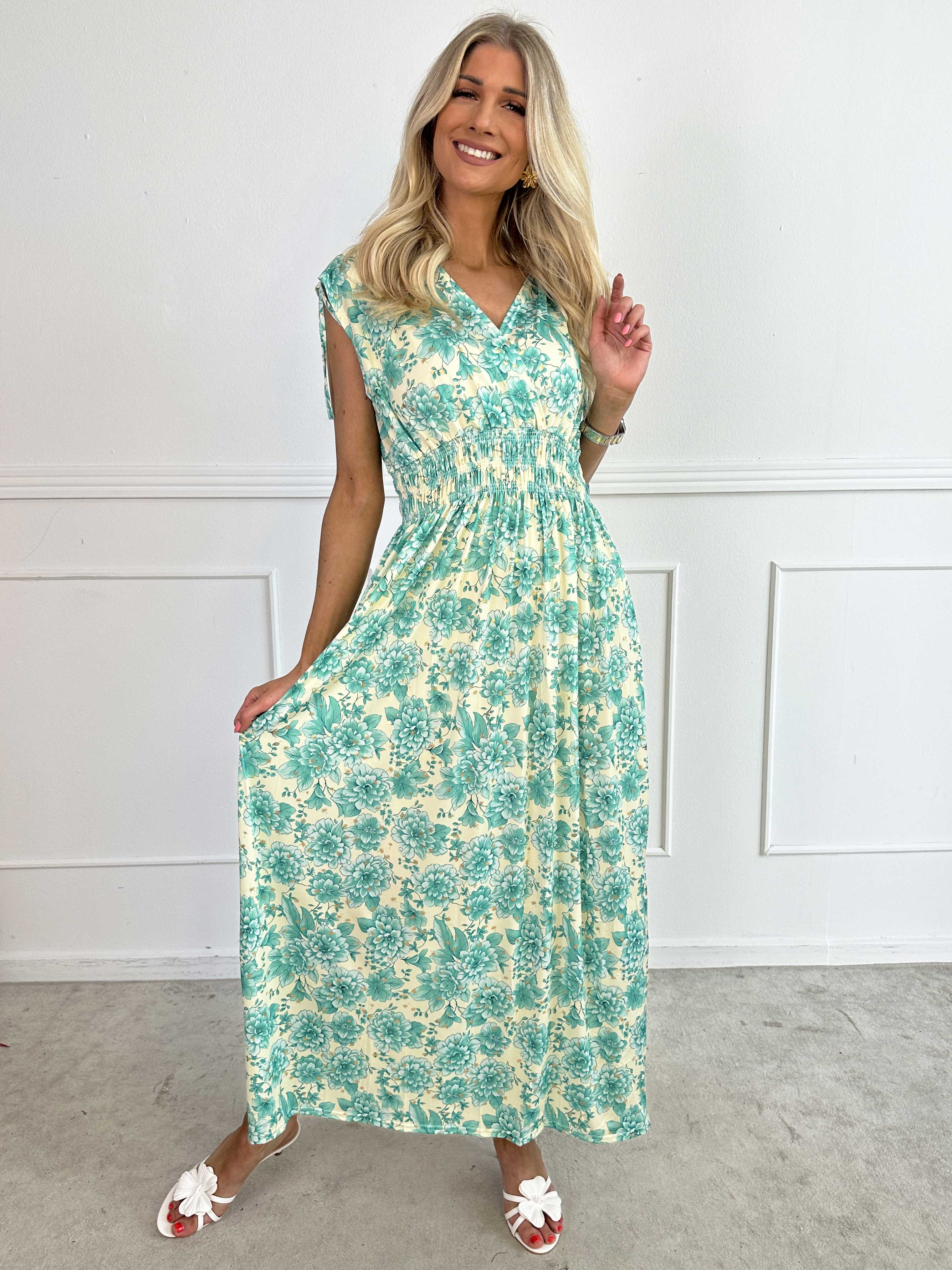 Pams Blossom Sleeveless - Lang elastisk kjole i blomsterprint