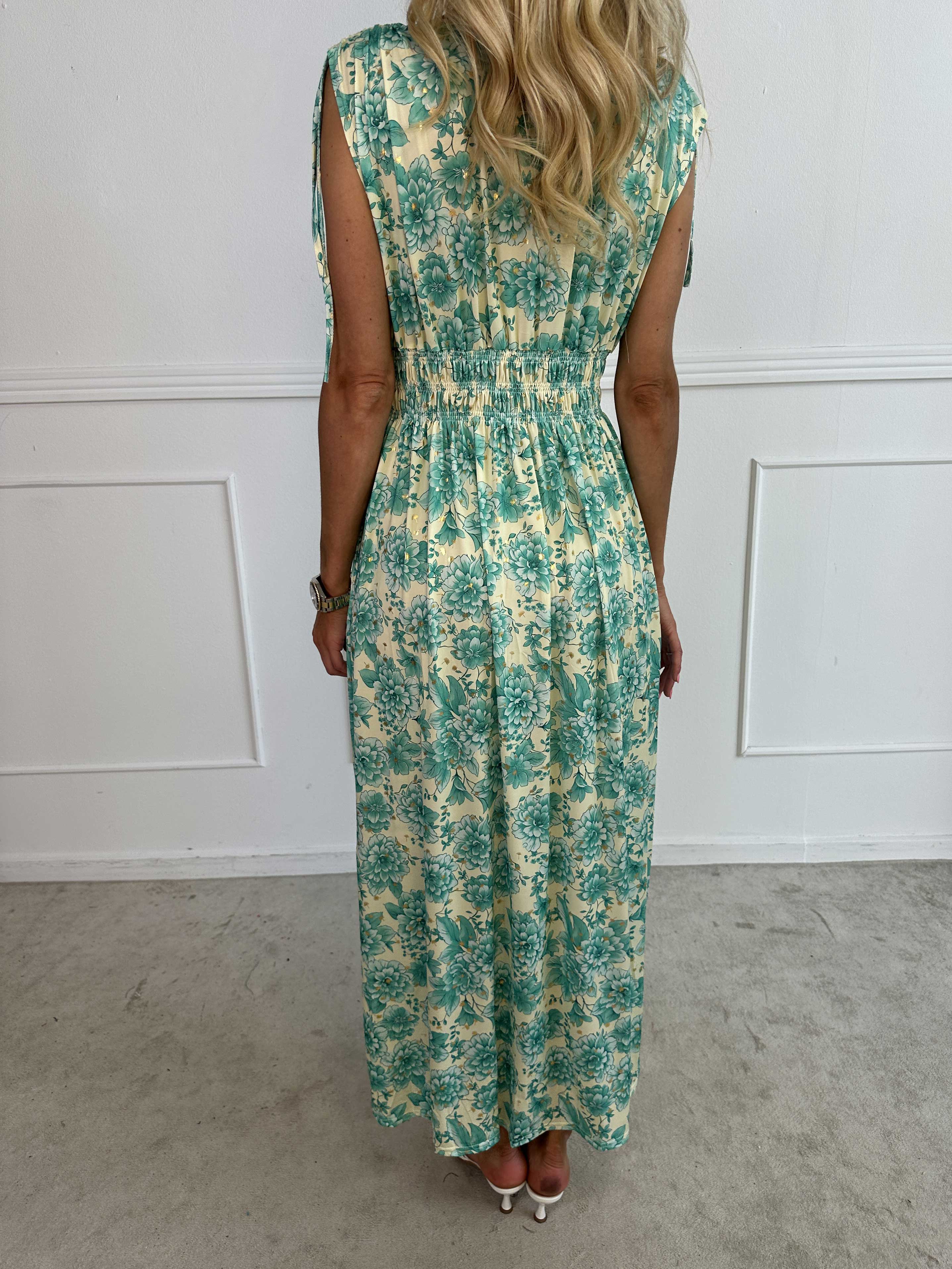 Pams Blossom Sleeveless - Lang elastisk kjole i blomsterprint